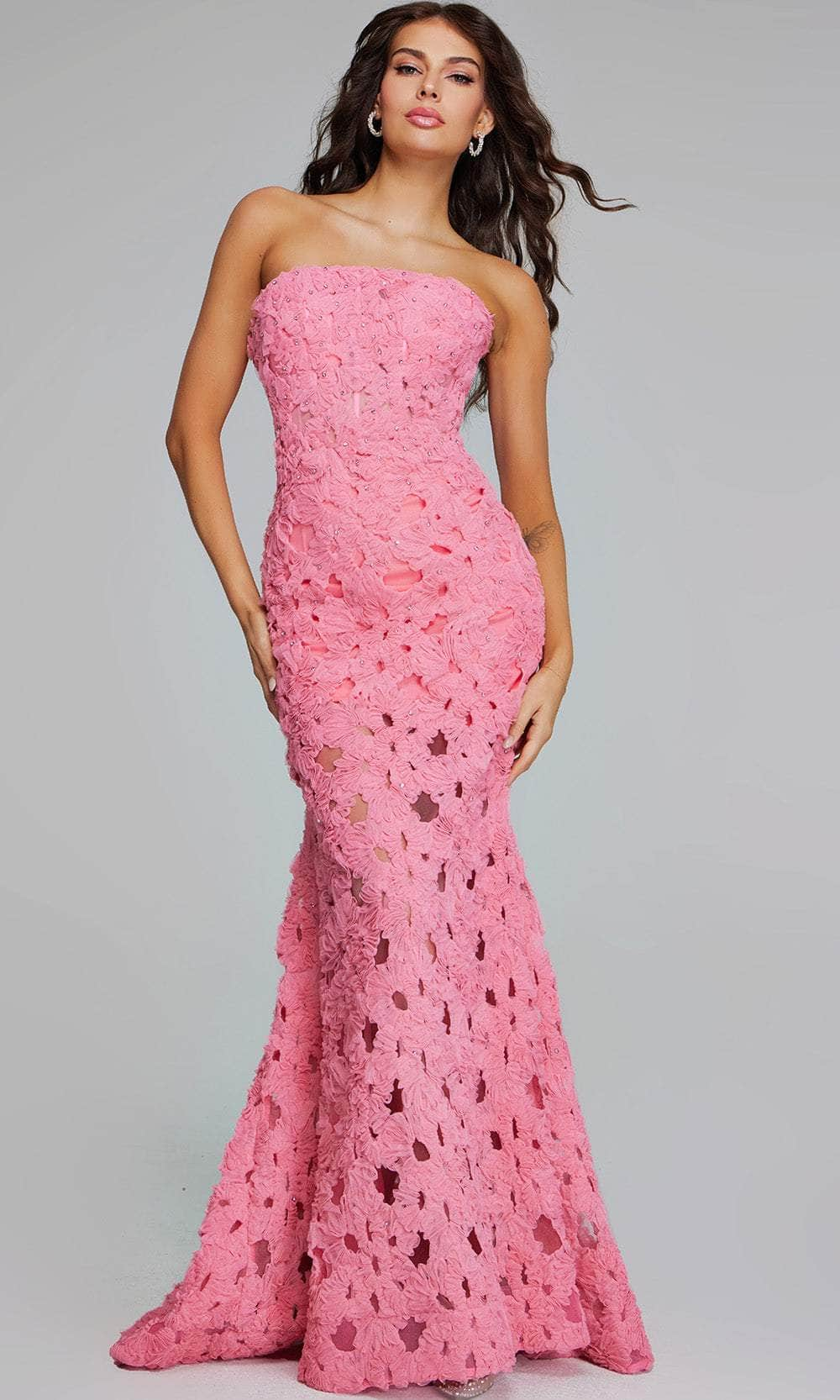 Image of Jovani 40744 - Floral Lace Evening Gown