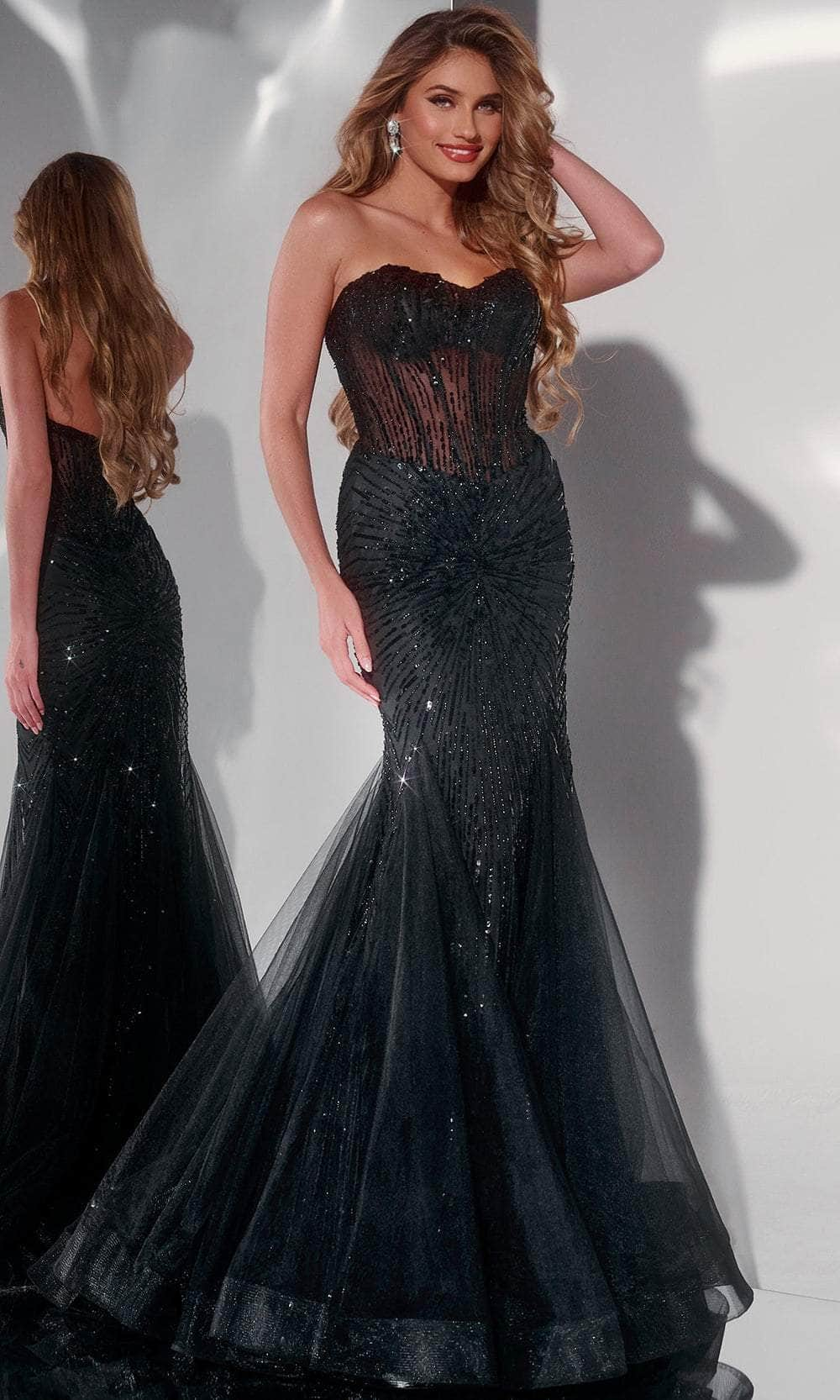 Image of Jovani 42217 - Beaded Trumpet Prom Dress