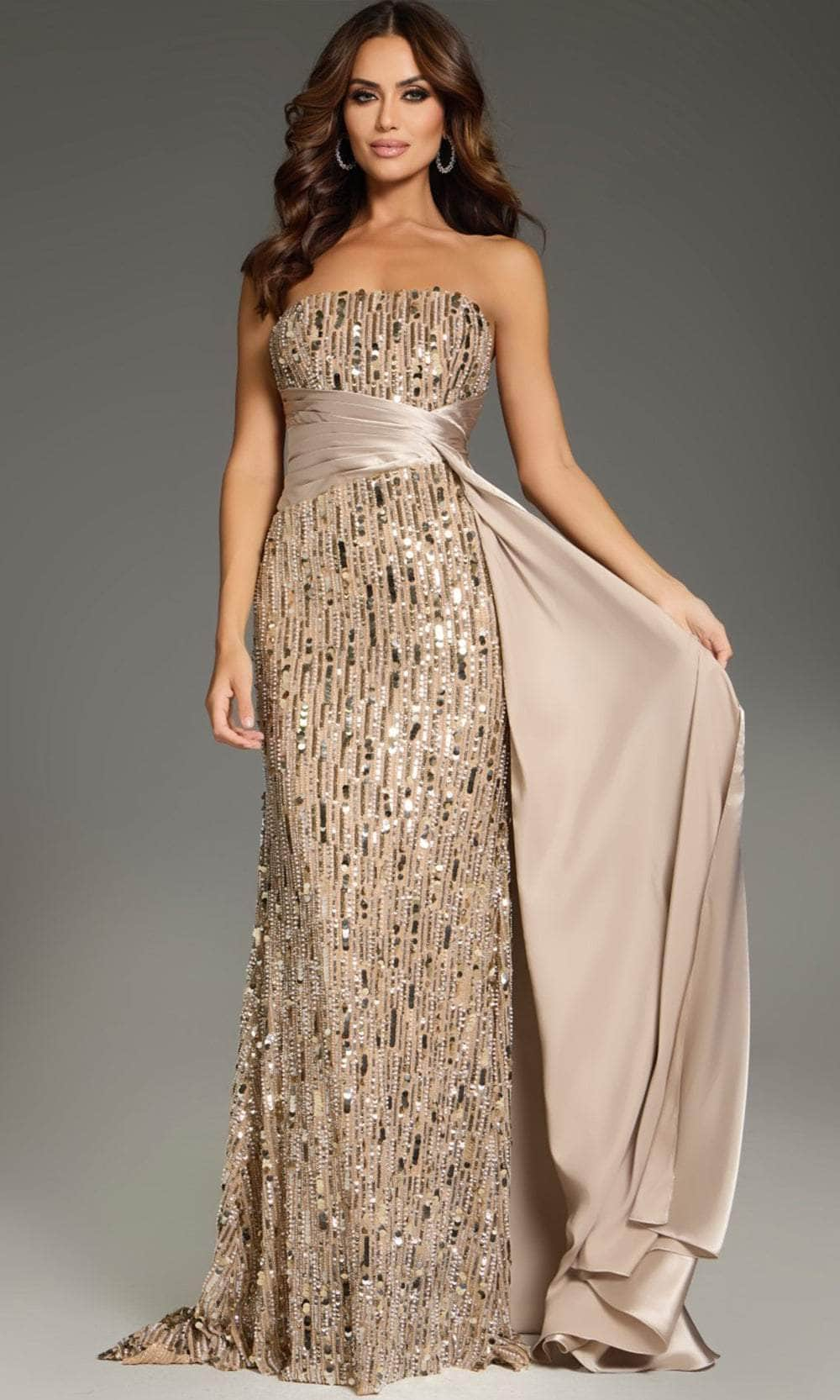 Image of Jovani 42427 - Sequin Embellished Strapless Evening Gown