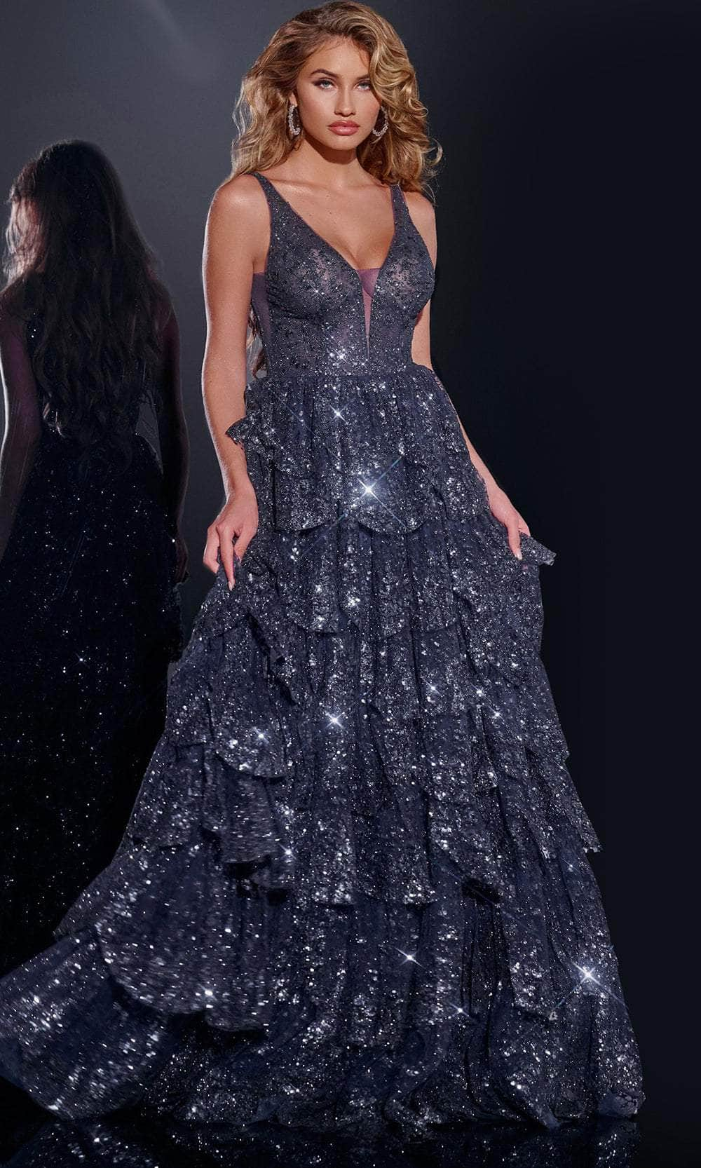 Image of Jovani 43198 - Sequin Tiered Prom Dress