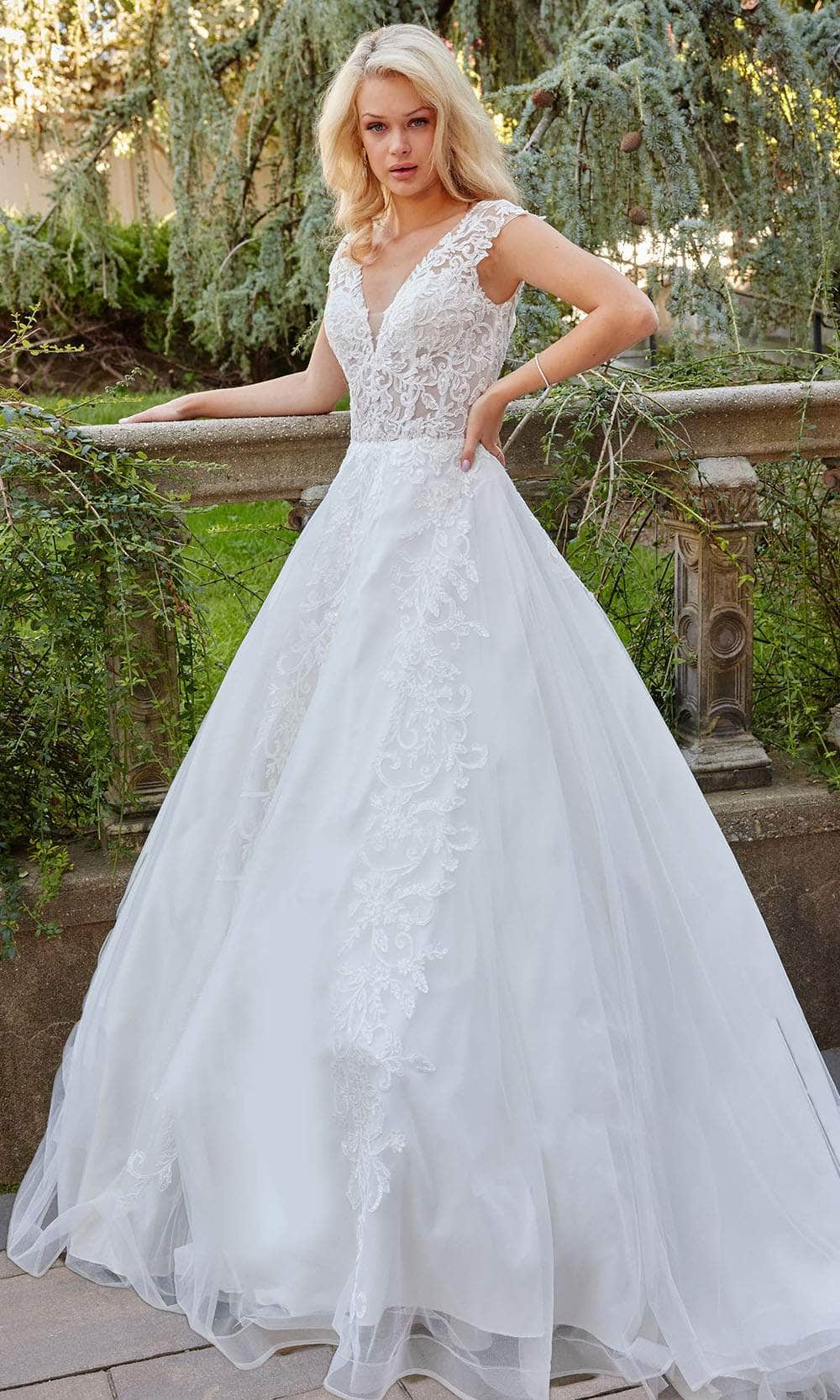 Image of Jovani Bridal JB07633 - Cap Sleeve Lace Bridal Gown
