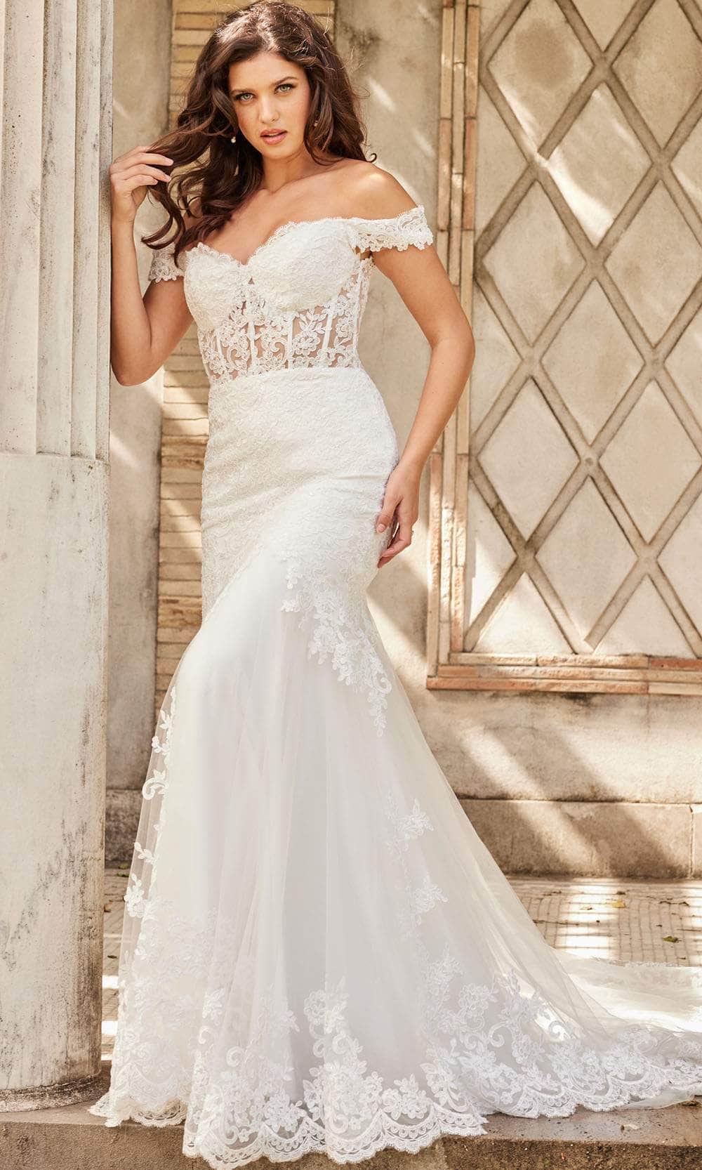 Image of Jovani Bridal JB220003 - Sweetheart Scalloped Lace Bridal Gown