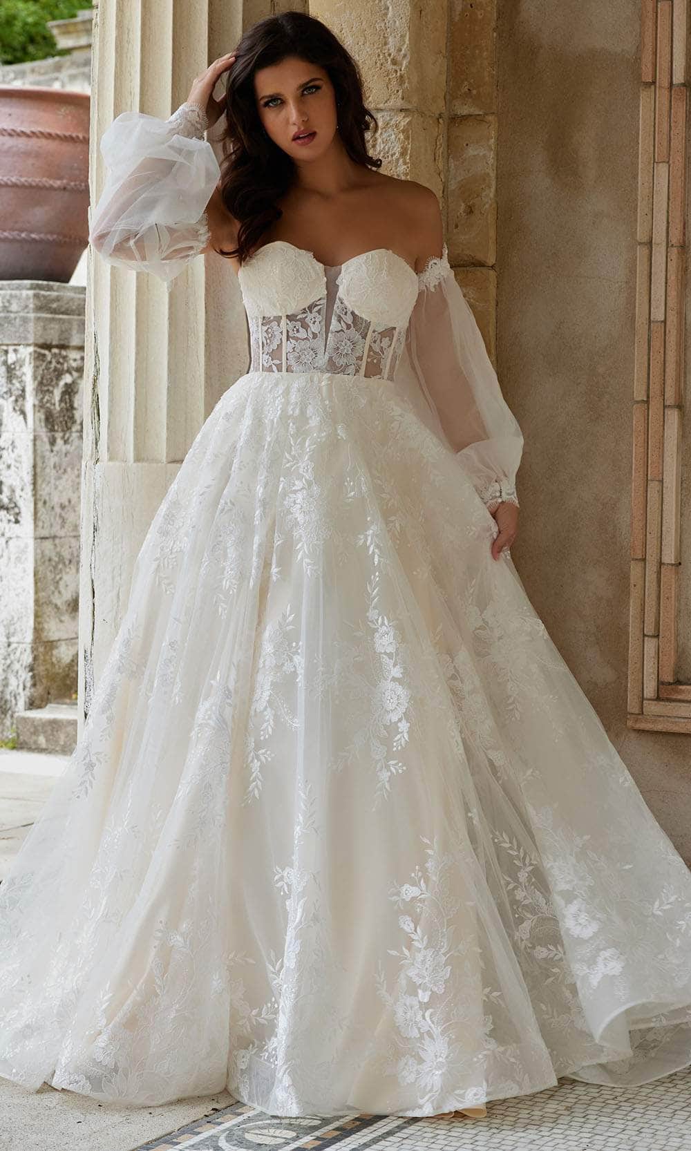 Image of Jovani Bridal JB220004 - Floral Lace Corset Bridal Gown
