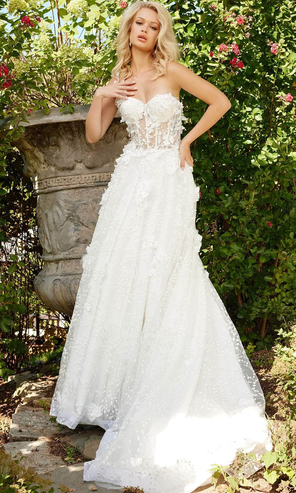 Image of Jovani Bridal JB23918 - Sweetheart Floral Appliqued Bridal Gown