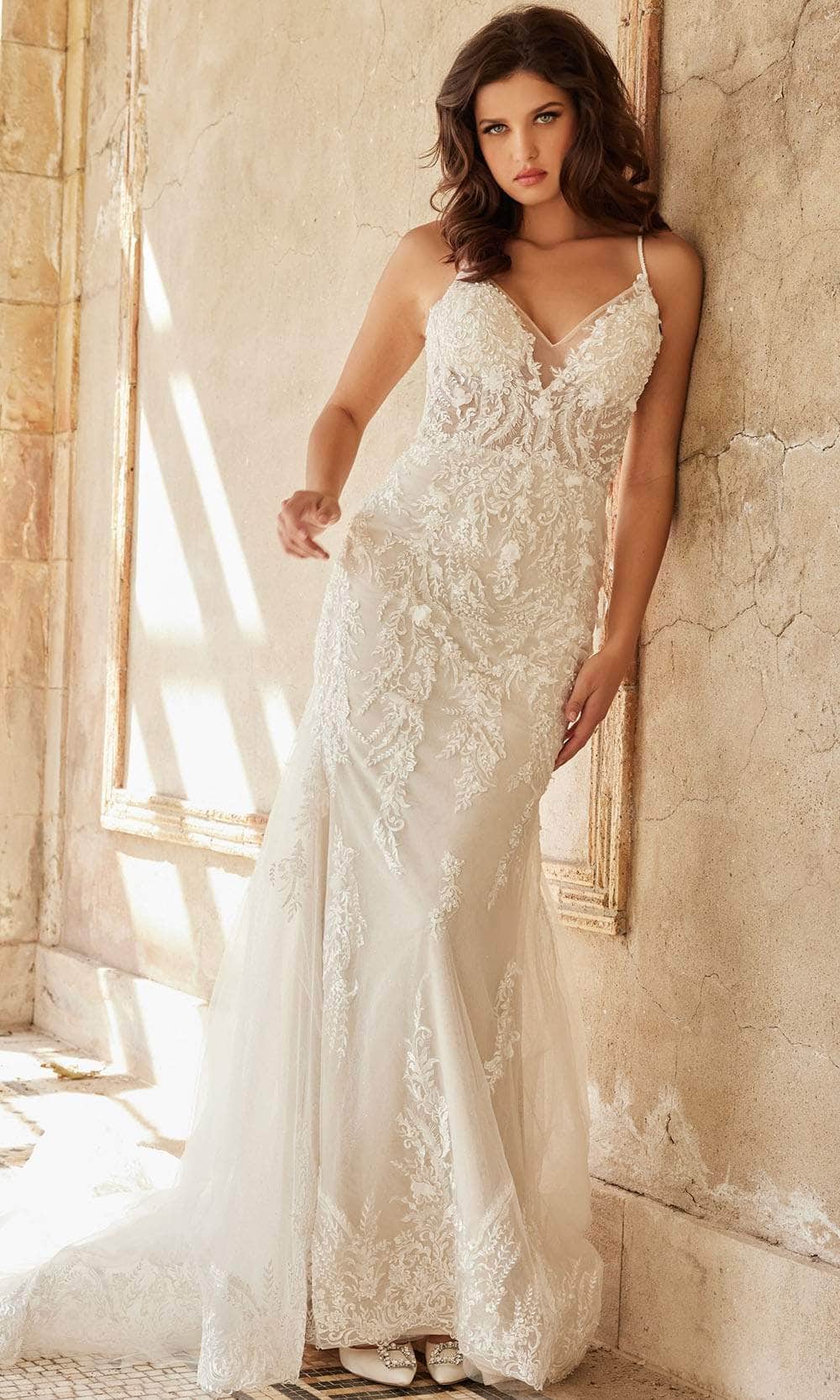 Image of Jovani Bridal JB37532 - V-Neck Laced Bridal Gown