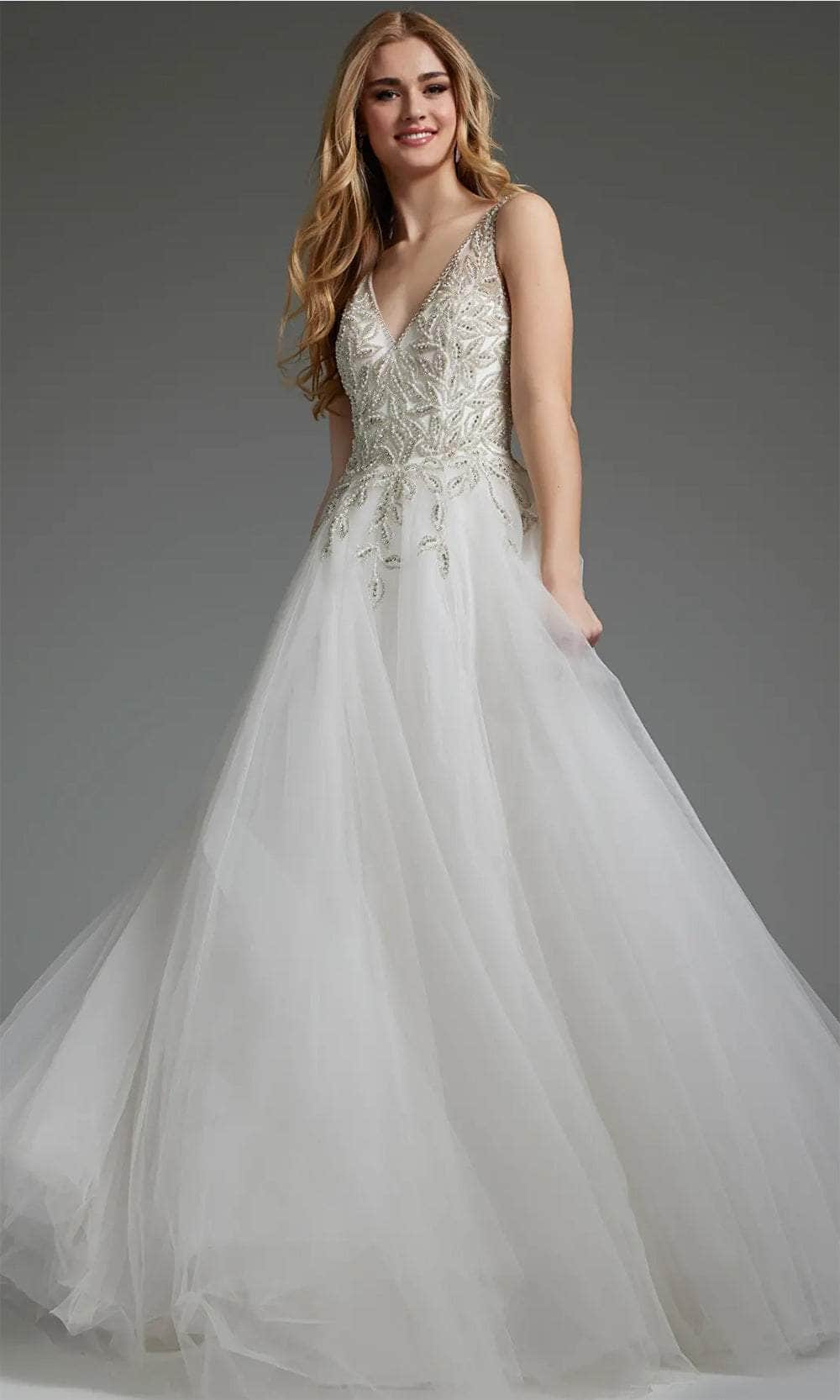 Image of Jovani JB03500 - Beaded V-Neck Bridal Gown