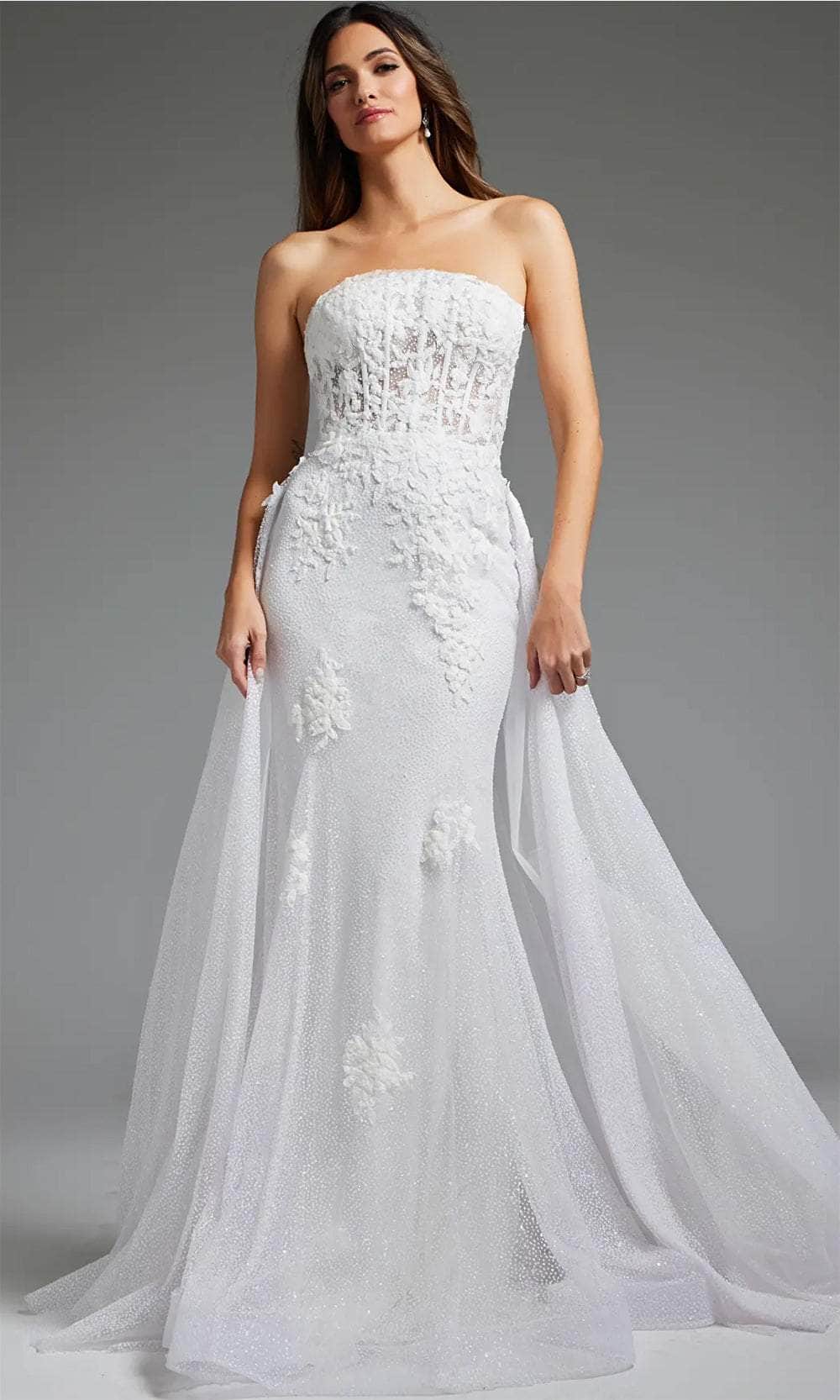 Image of Jovani JB24560 - Strapless Overskirt Bridal Gown