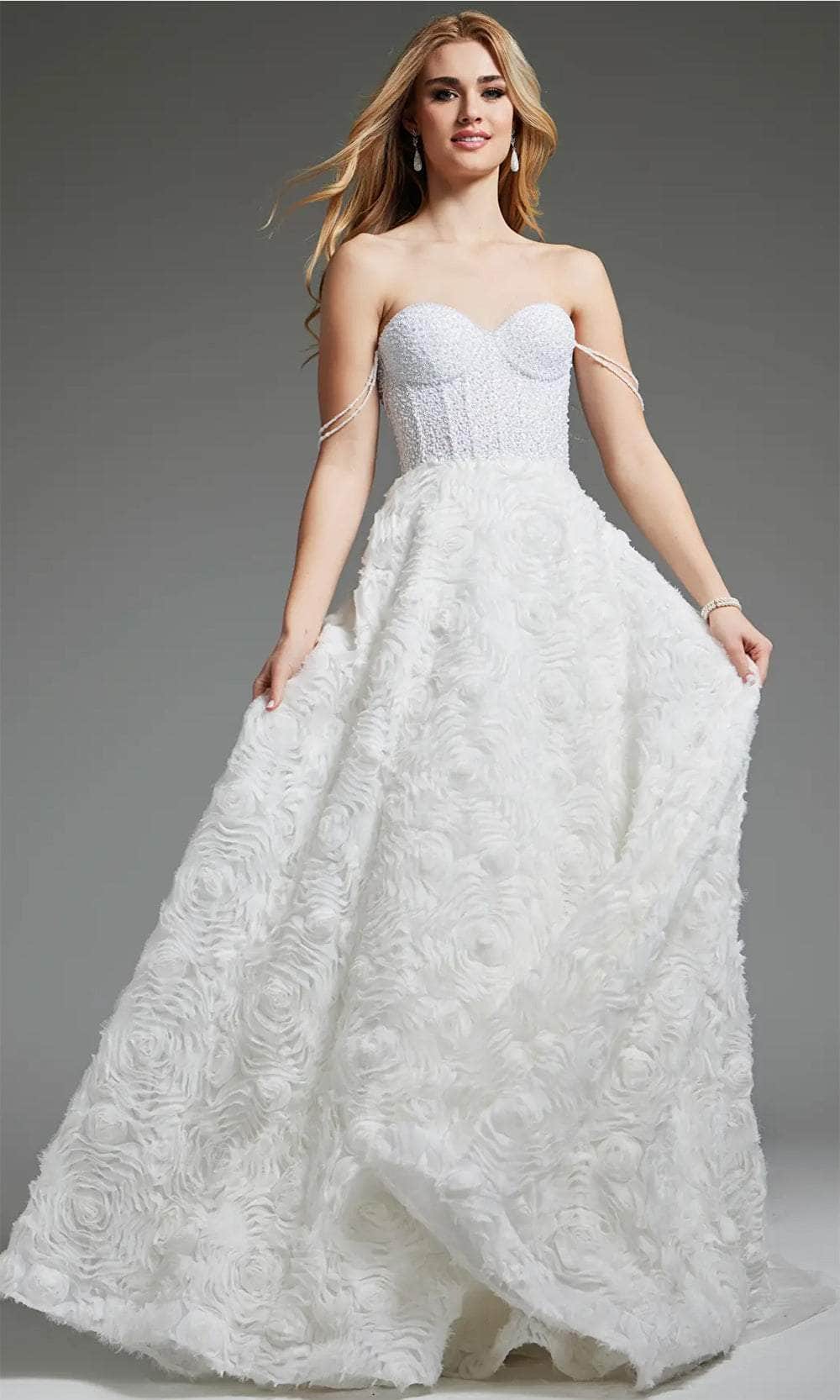 Image of Jovani JB36644 - Floral Texture Bridal Gown