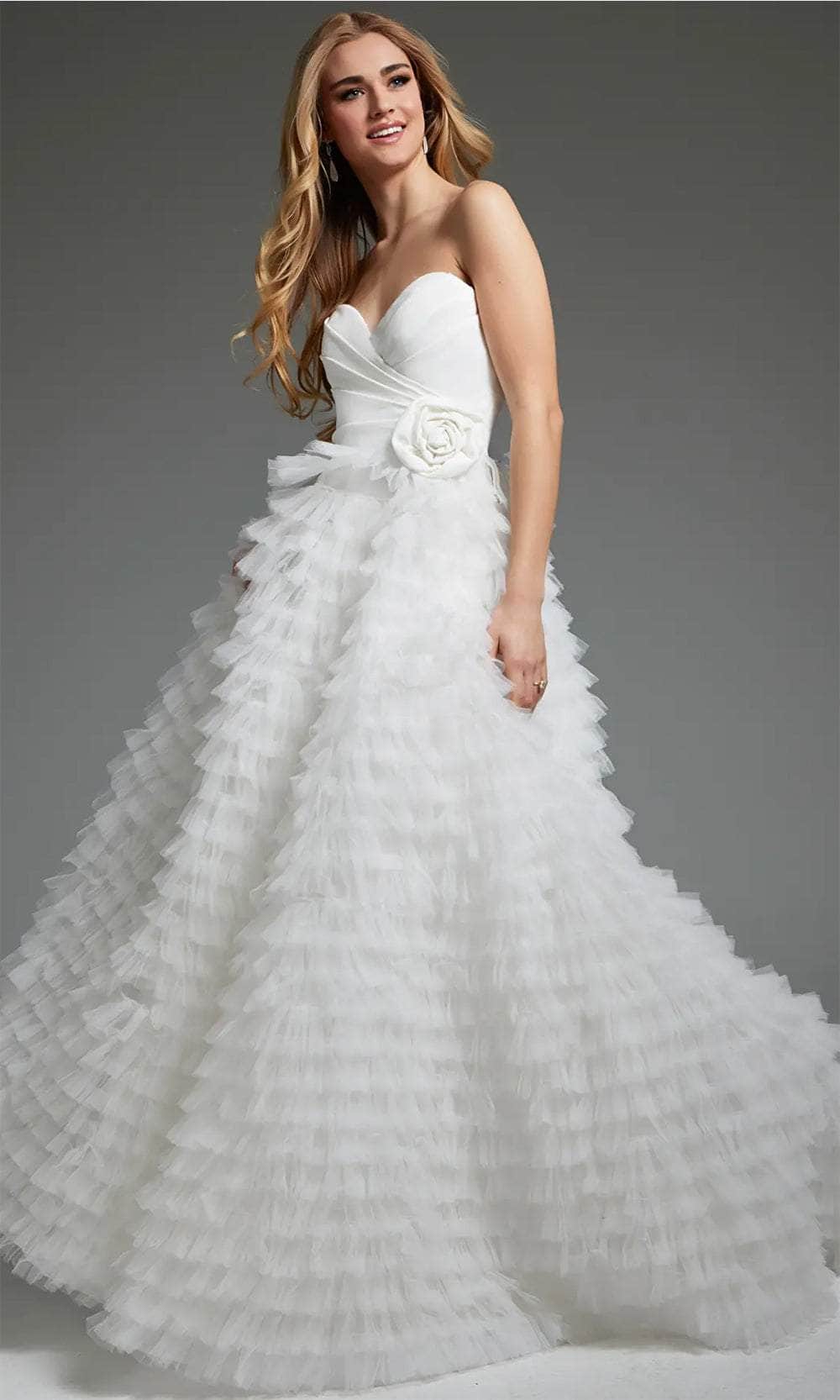 Image of Jovani JB38958 - Ruffled A-Line Bridal Gown