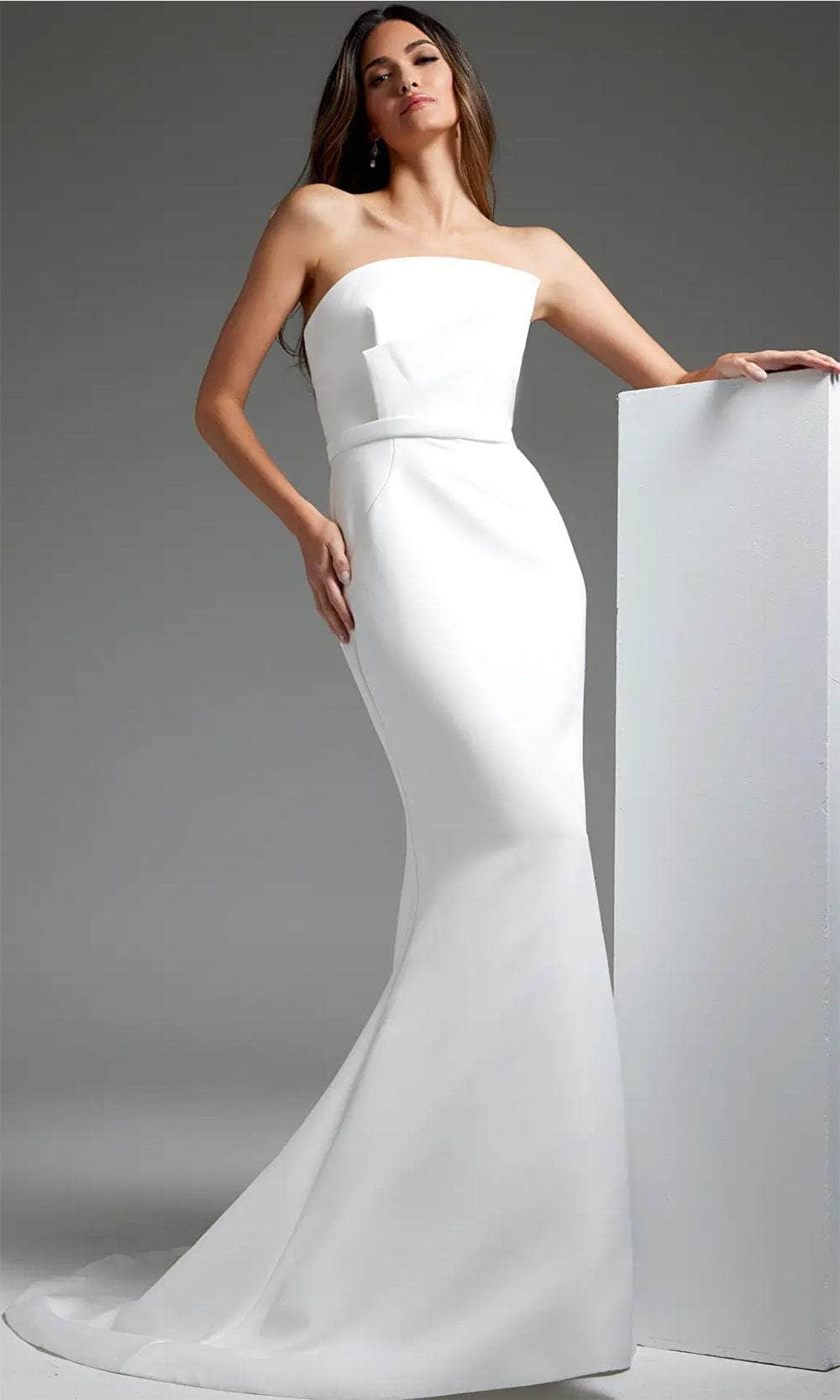Image of Jovani JB40597 - Straight-Across Simple Bridal Dress