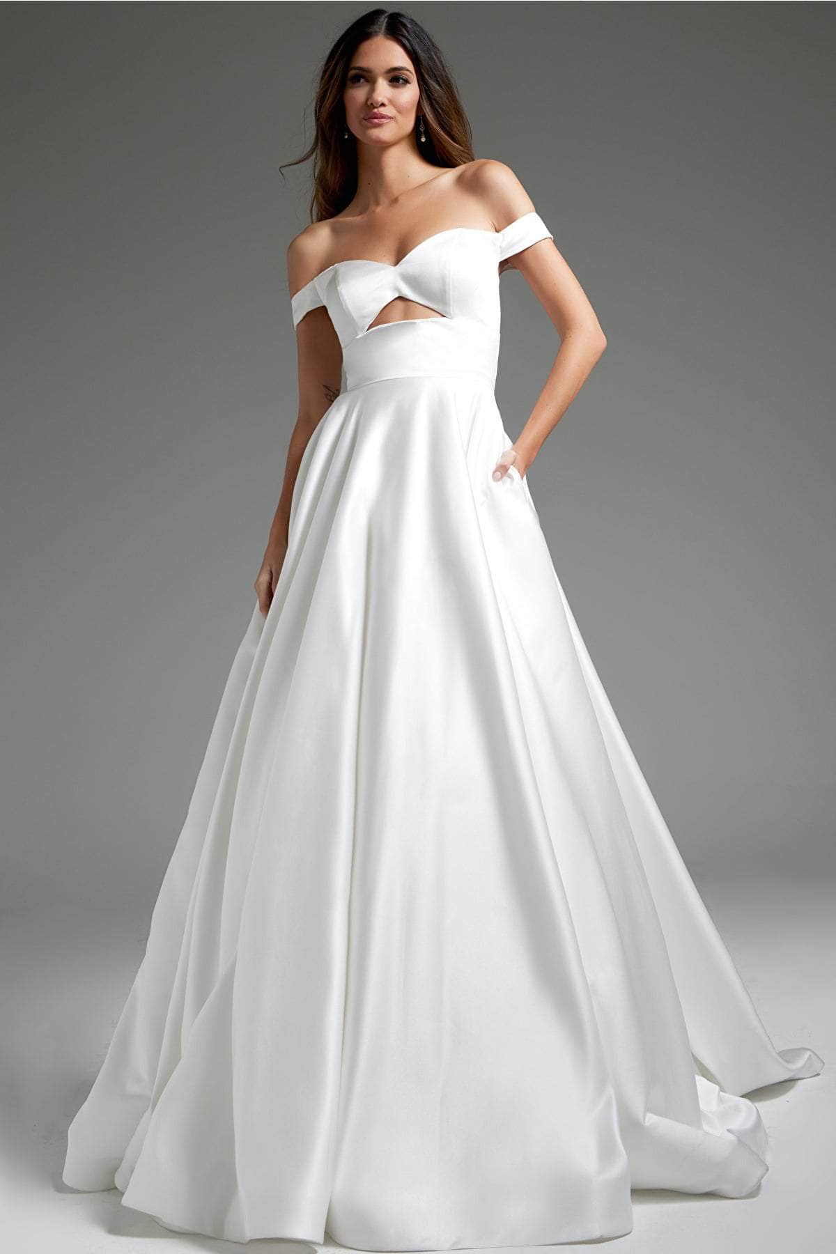 Image of Jovani JB42626 - Off Shoulder Front Cutout Bridal Gown