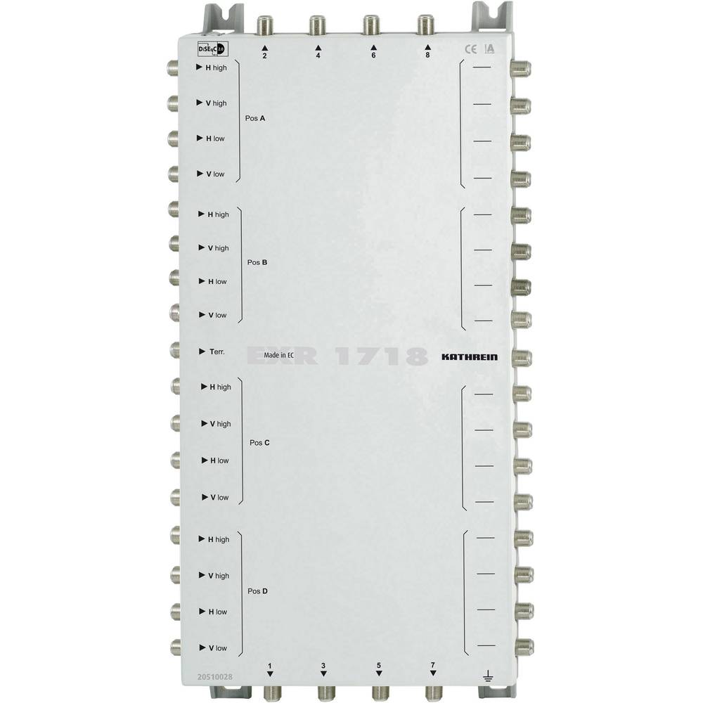 Image of Kathrein EXR 1718 SAT cascade multiswitch Inputs (multiswitches): 17 (16 SAT/1 terrestrial) No of participants: 8