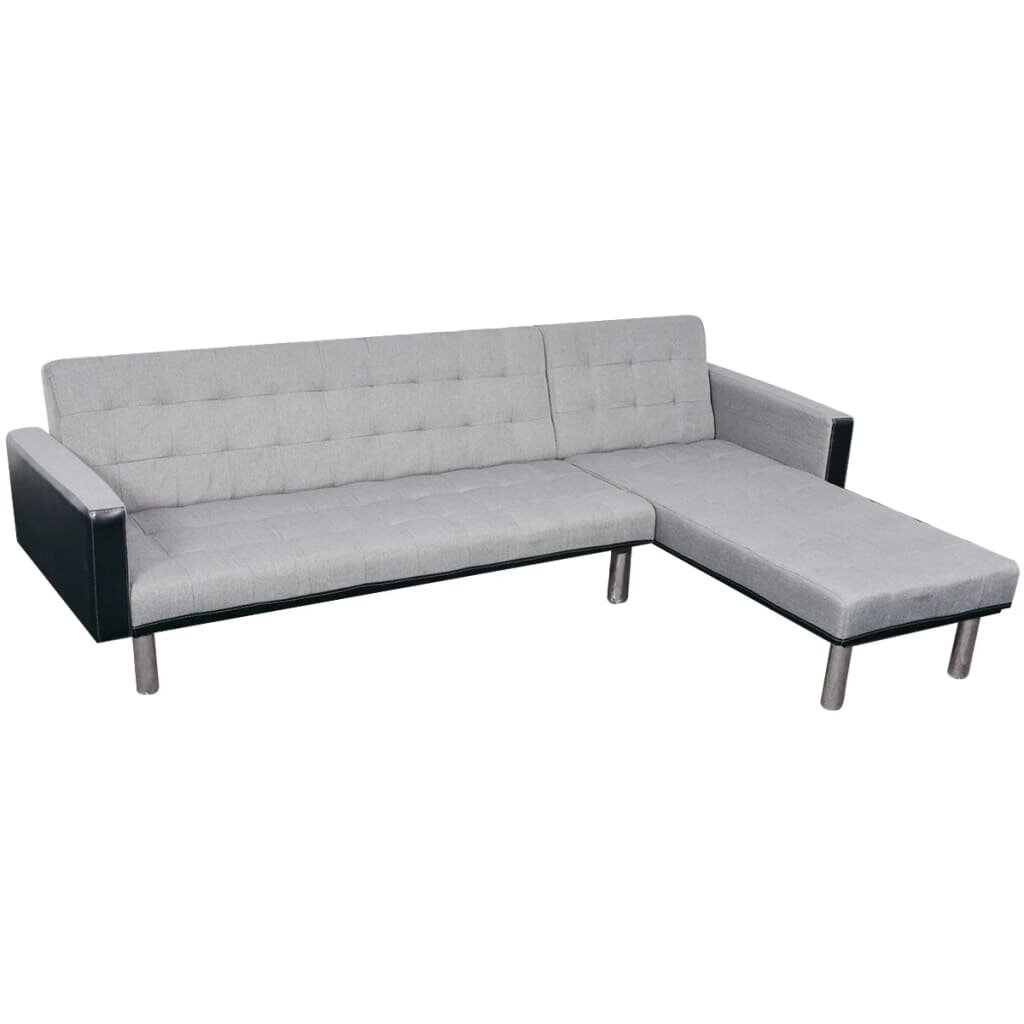 Image of L-shaped Sofa Bed Fabric Black and Gray