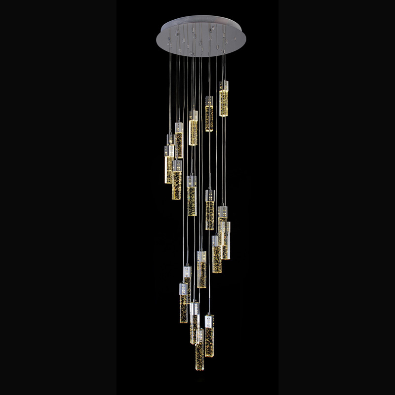 Image of LED Lamp Chandelier Lighting Stairwell Double Spiral Chandeliers Modern Pendant Lamps for Living Room Long Stair Chandelier Ladde engineering lights