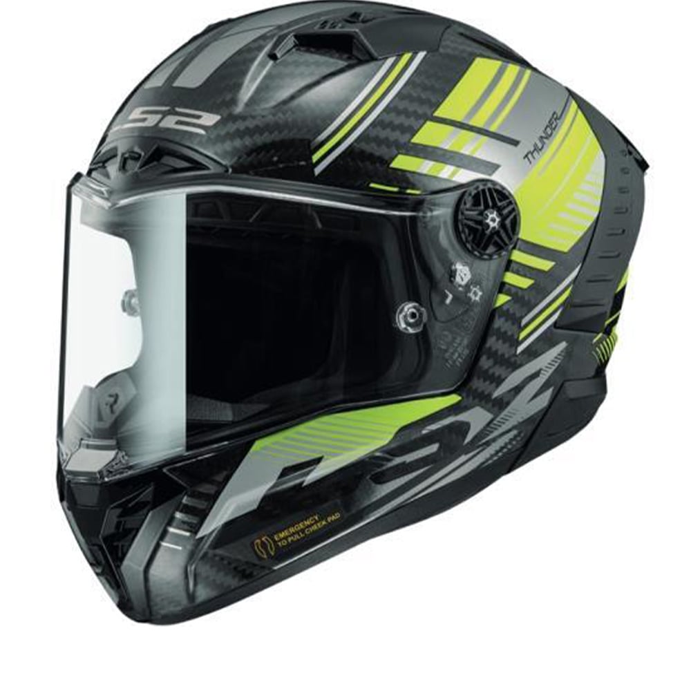 Image of LS2 FF805 Thunder C Volt GlBlack H-V Yellow 06 Full Face Helmet Size M EN