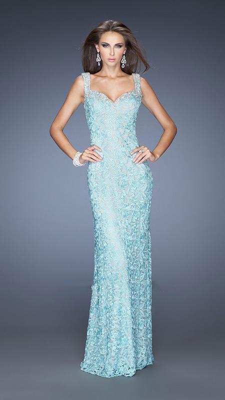 Image of La Femme - 20121 Magnificently Embellished Lace Sweetheart Sheath Gown