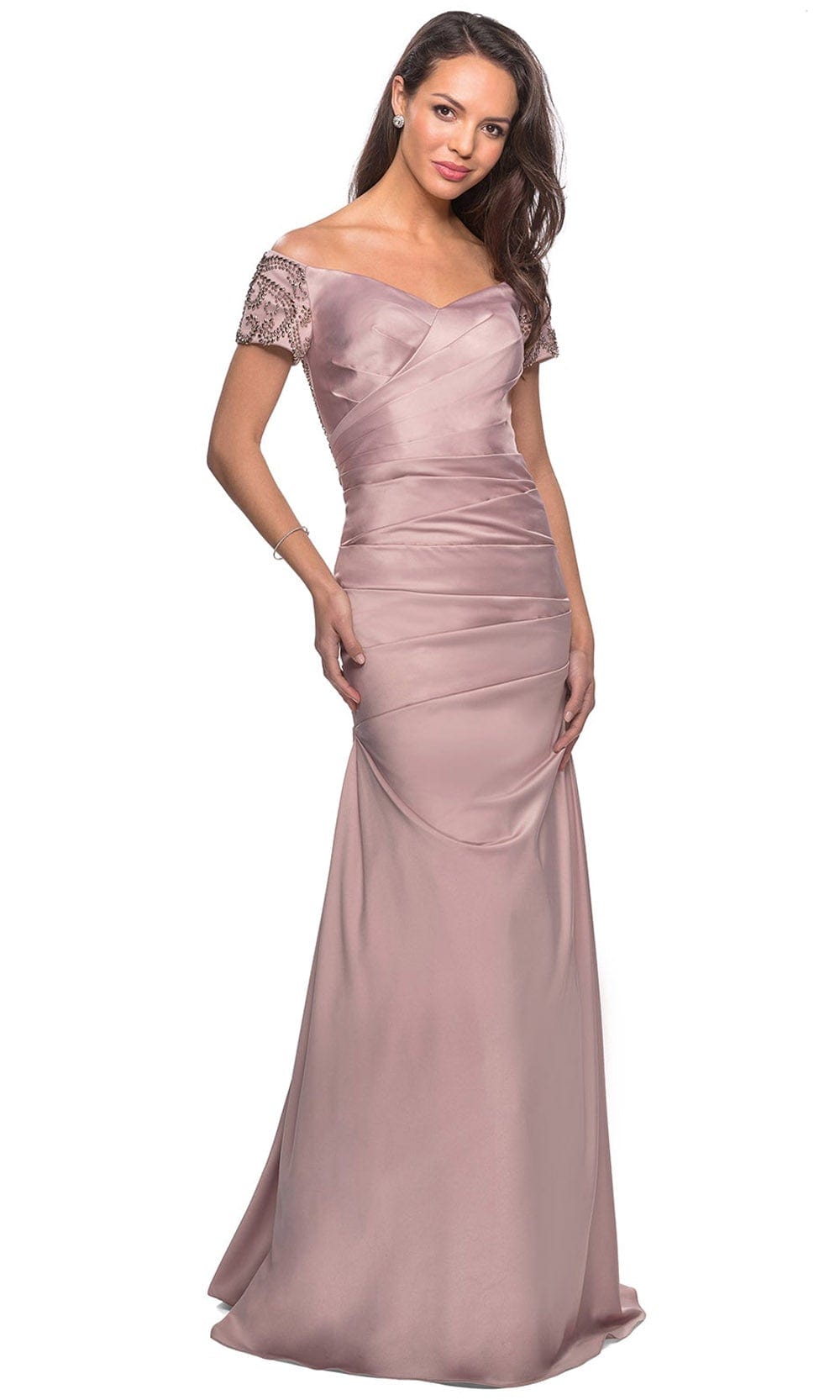 Image of La Femme 25996 - Embellished Pleated Long Dress