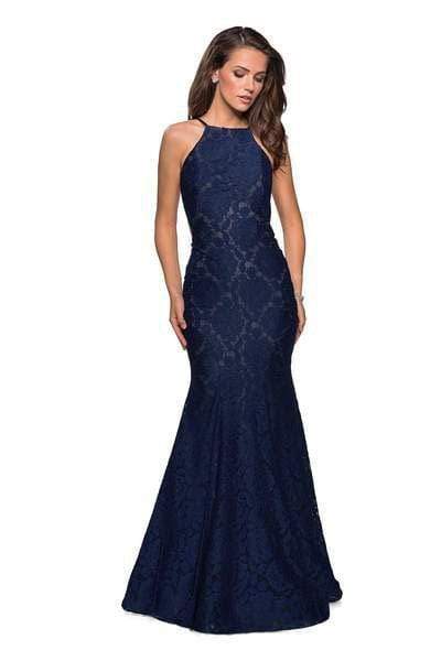 Image of La Femme - 27289 Jewel Studded Lace Trumpet Gown