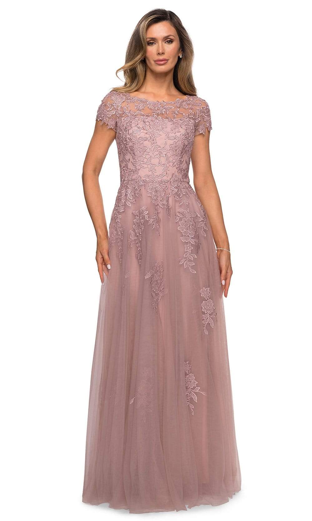 Image of La Femme - 27920 Lace Tulle A-line Mother of the Bride Gown