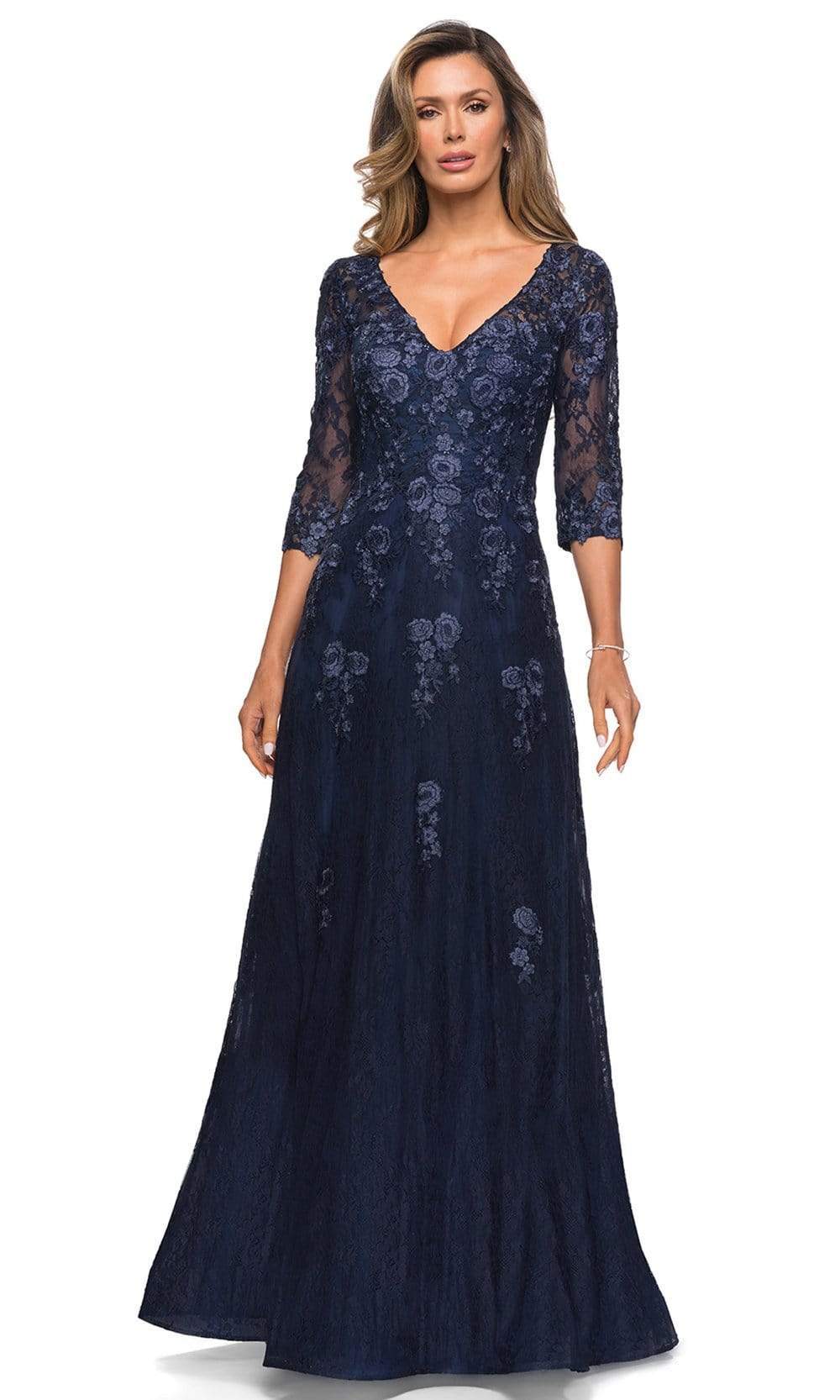 Image of La Femme - 28000 Floral Lace Long Mother of the Bride Gown