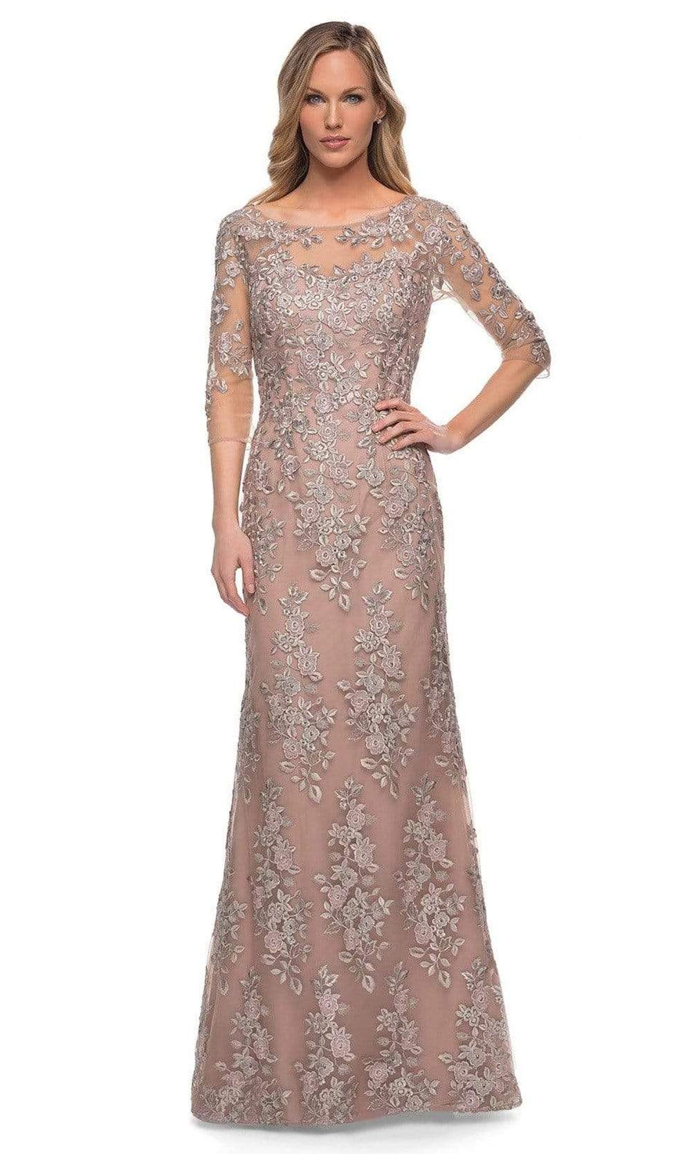 Image of La Femme - 29225 Illusion Embroidered Formal Long Mother of the Bride Dress