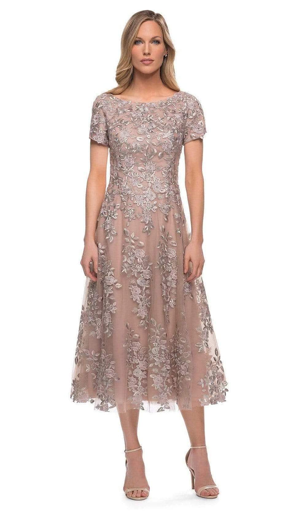 Image of La Femme - 29830 Floral A-line Tea Length Dress