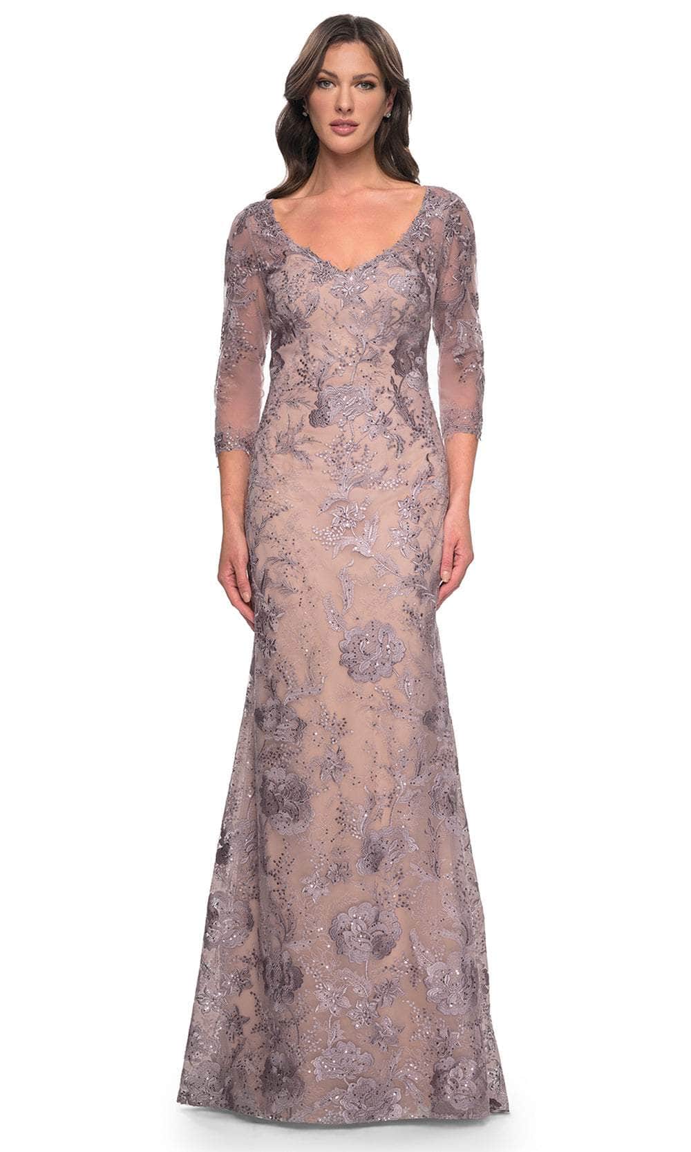 Image of La Femme 30130 - V-Neck Sheath Formal Dress