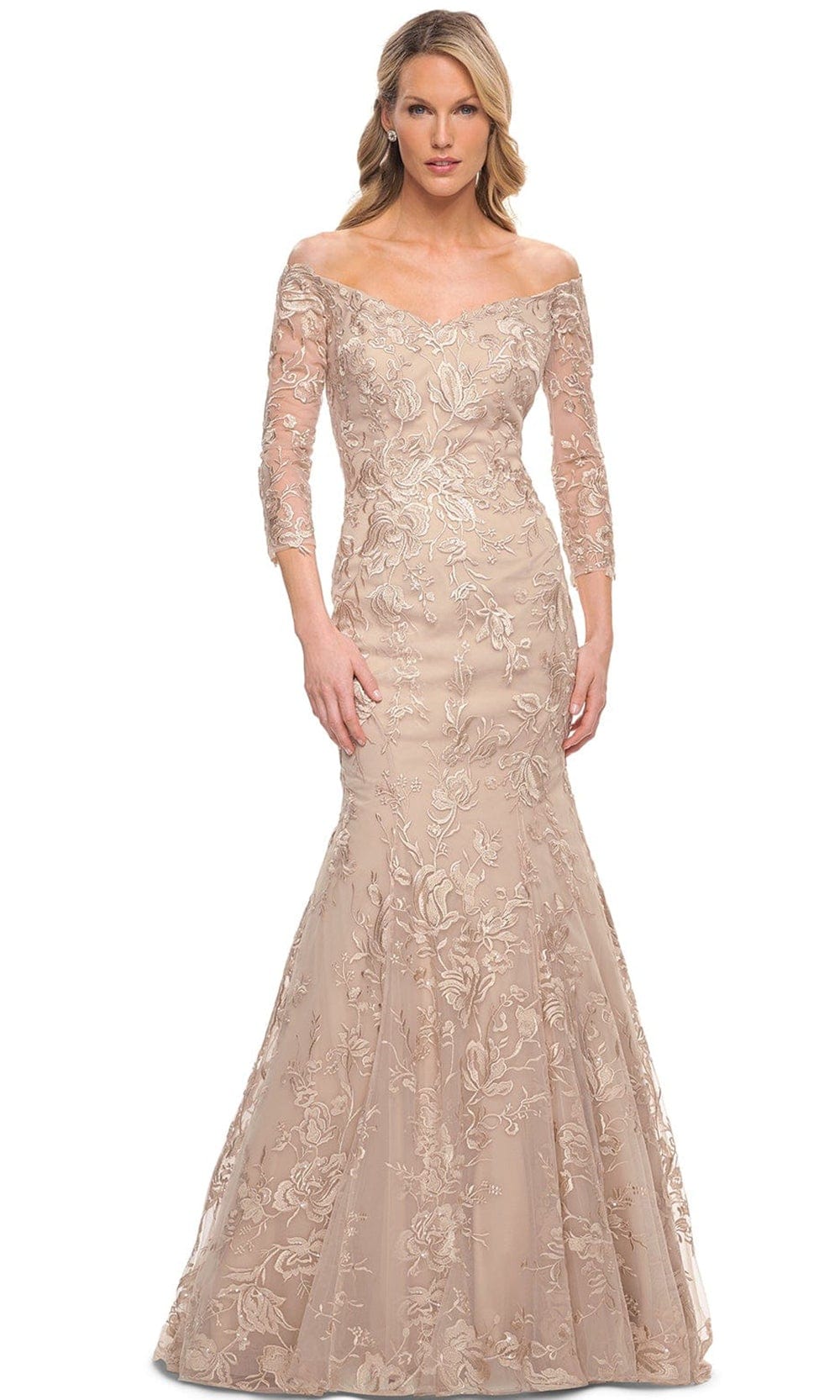 Image of La Femme 30164 - Embroidered Mermaid Mother of the Bride Dress