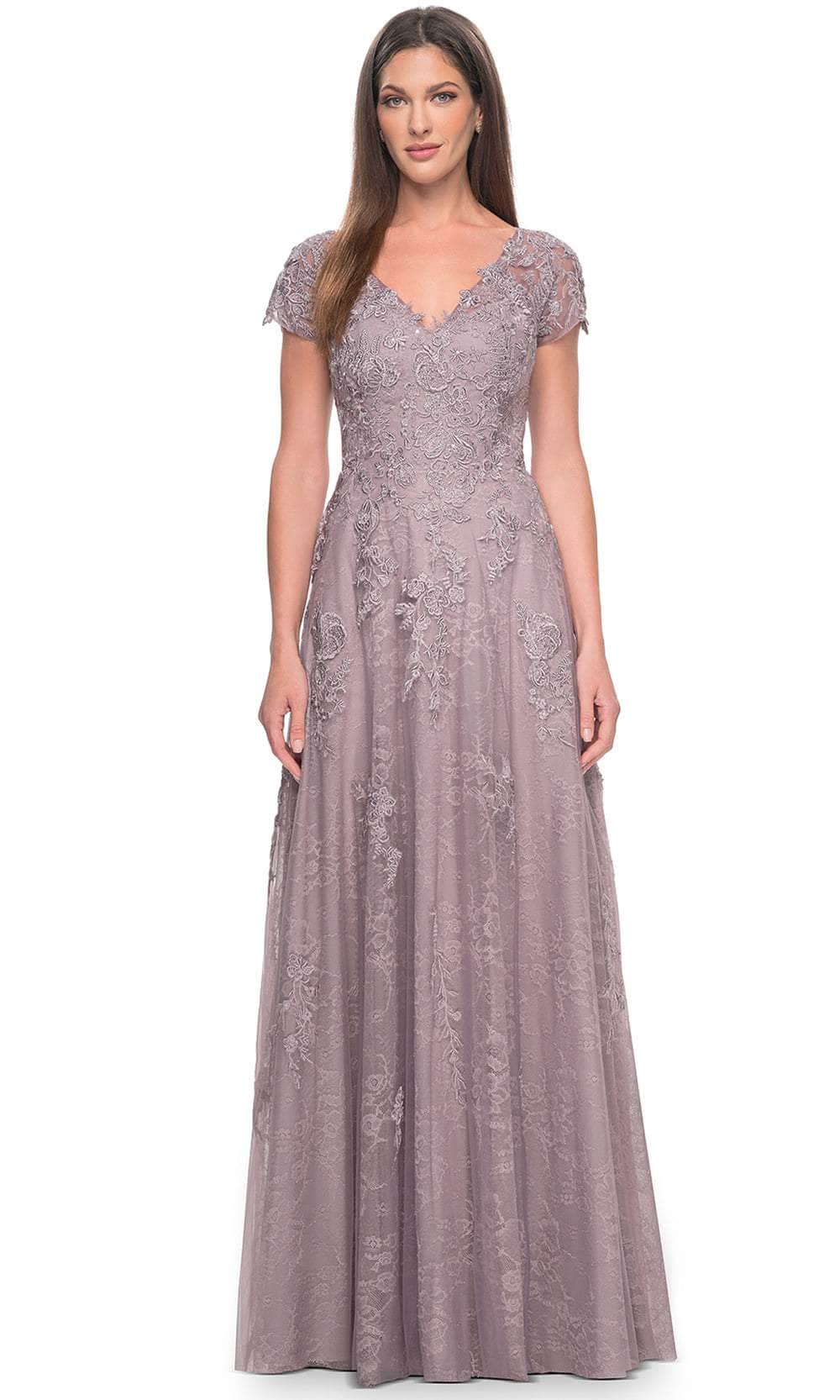 Image of La Femme 30168 - V-Neck A-Line Formal Dress