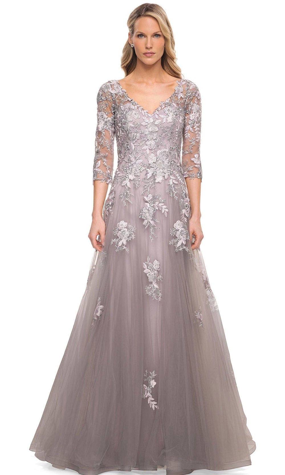 Image of La Femme 30229 - Embroidered A-Line Dress