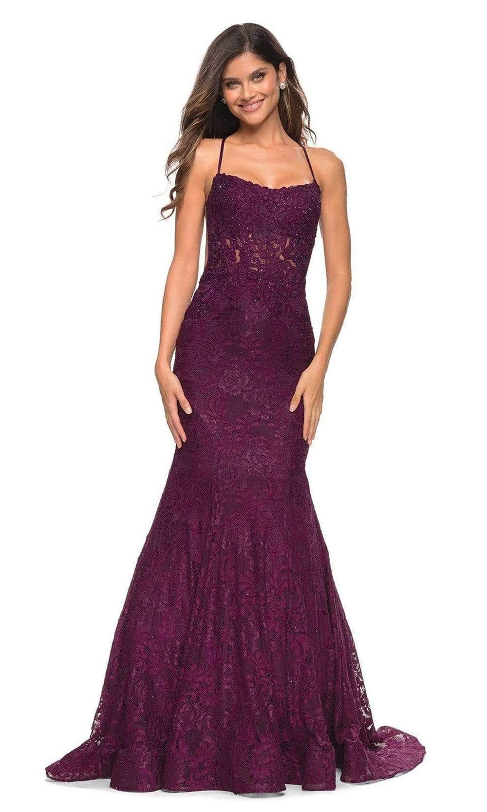 Image of La Femme - 30467 Sleeveless Embroidered Long Dress