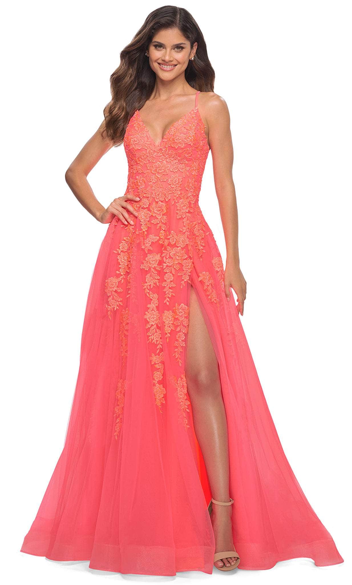 Image of La Femme 30637 - Embroidered Tulle A-line Gown