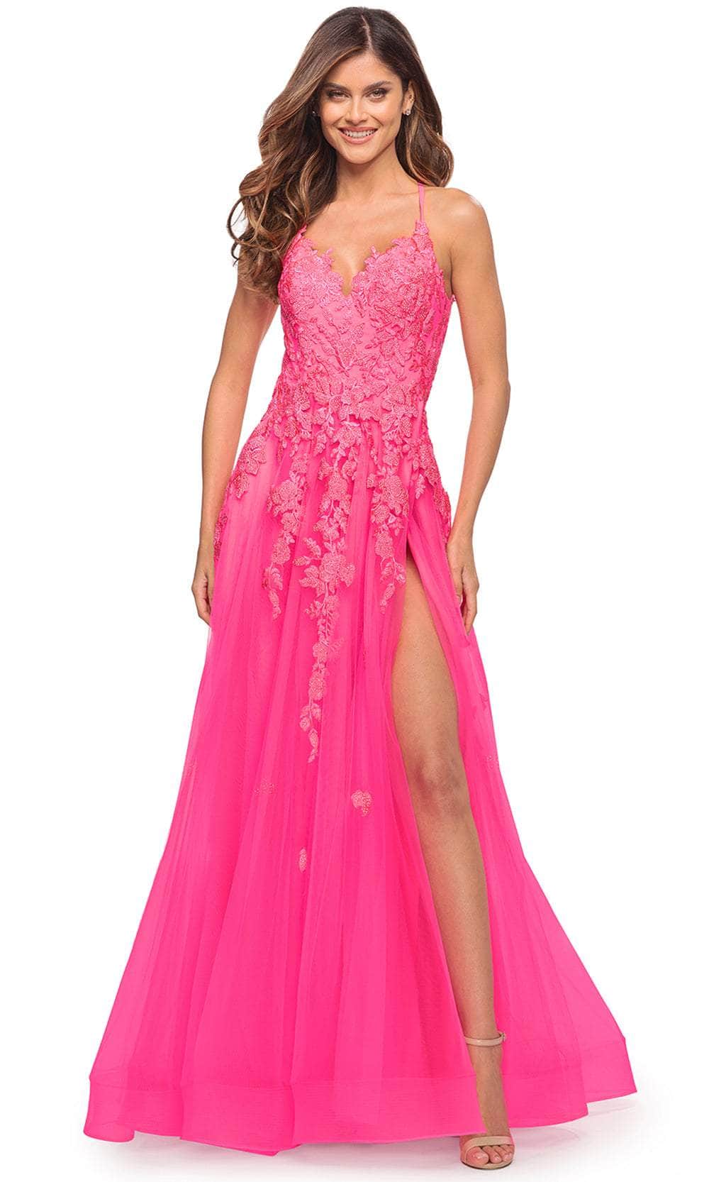 Image of La Femme 30693 - Sleeveless Lace Appliqué Long Dress