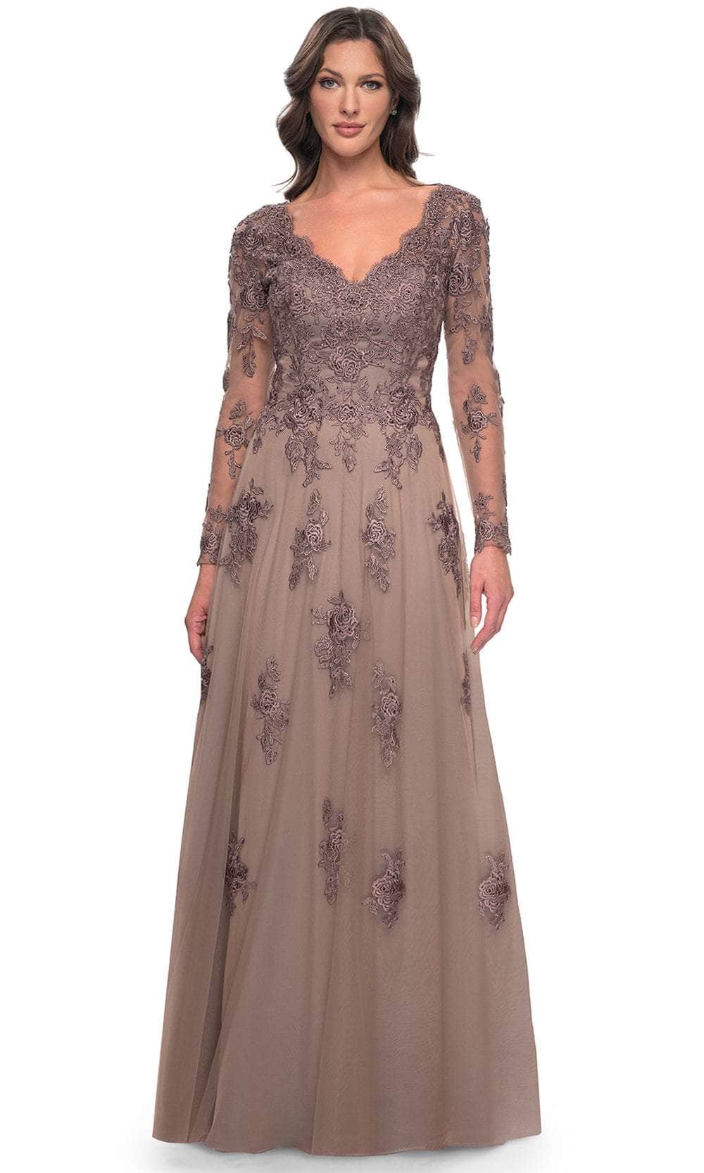 Image of La Femme 30795 - Long Sleeve Tulle Evening Dress