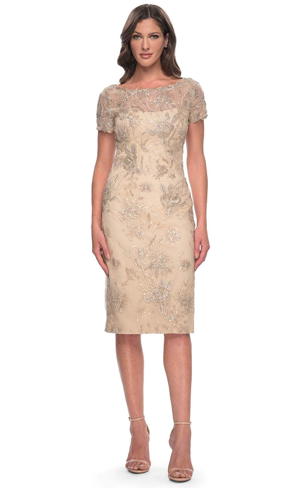 Image of La Femme 30801 - Sequin Short Sleeves Formal Dress