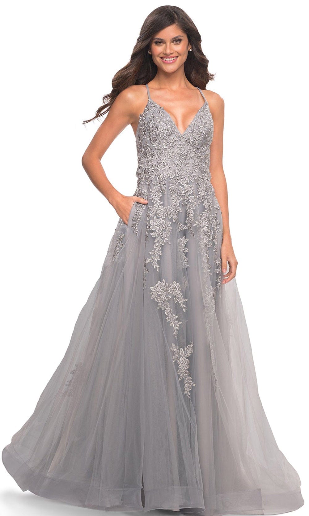 Image of La Femme 30810 - Lace Applique A-Line Gown