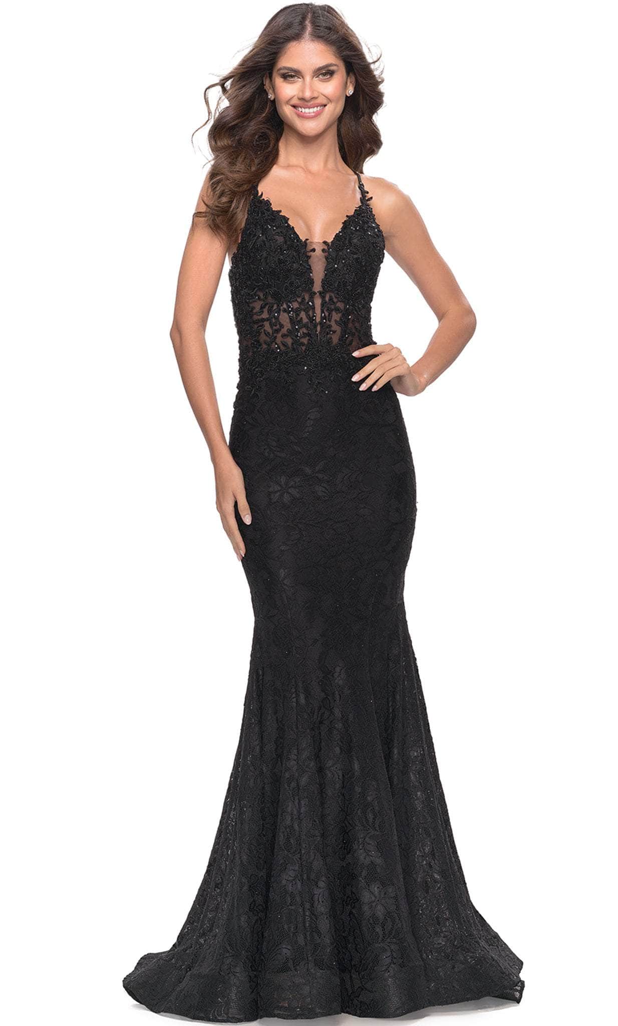 Image of La Femme 31265 - Lace Applique Trumpet Long Prom Dress