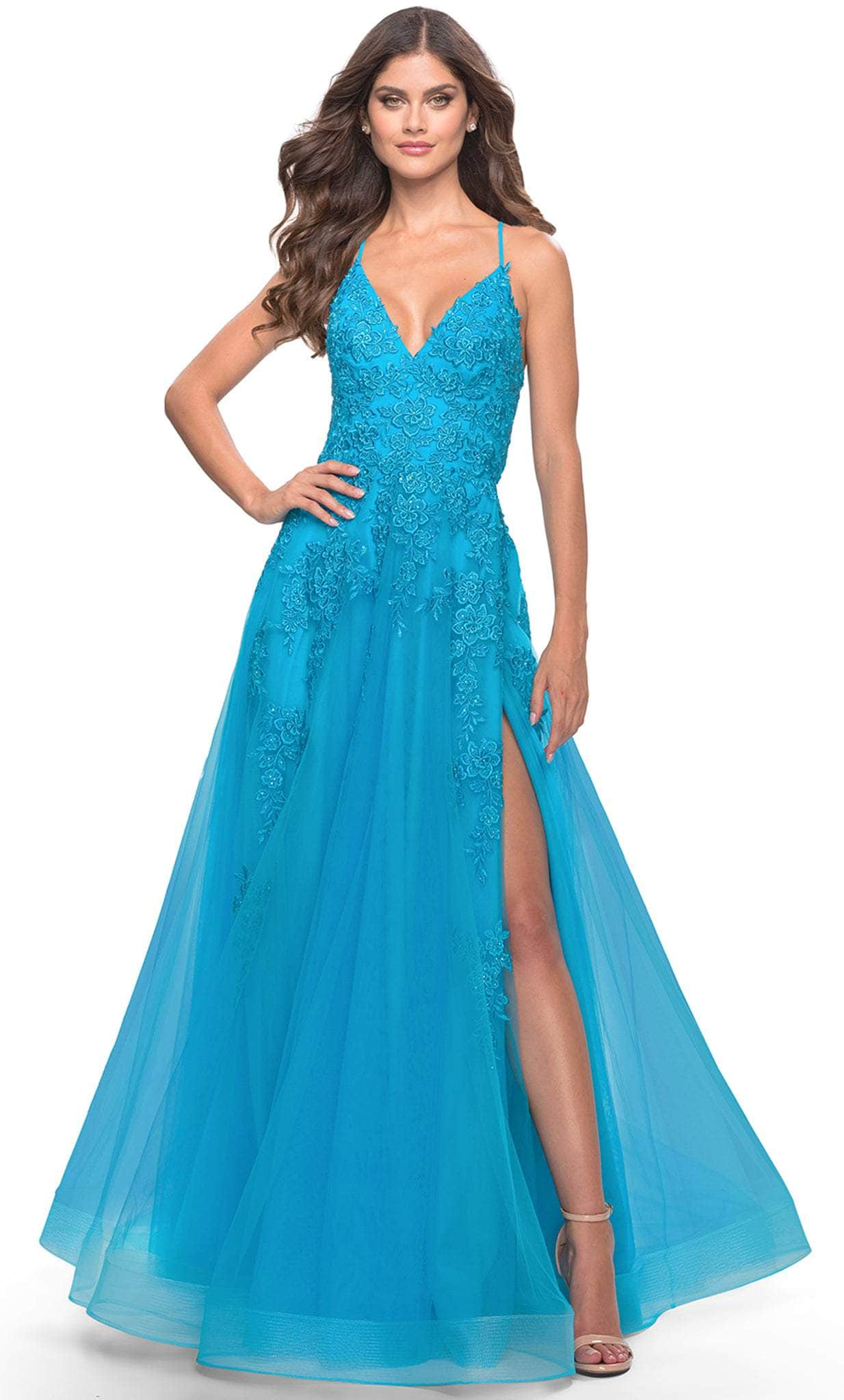 Image of La Femme 31503 - Embroidered A-Line Long Dress