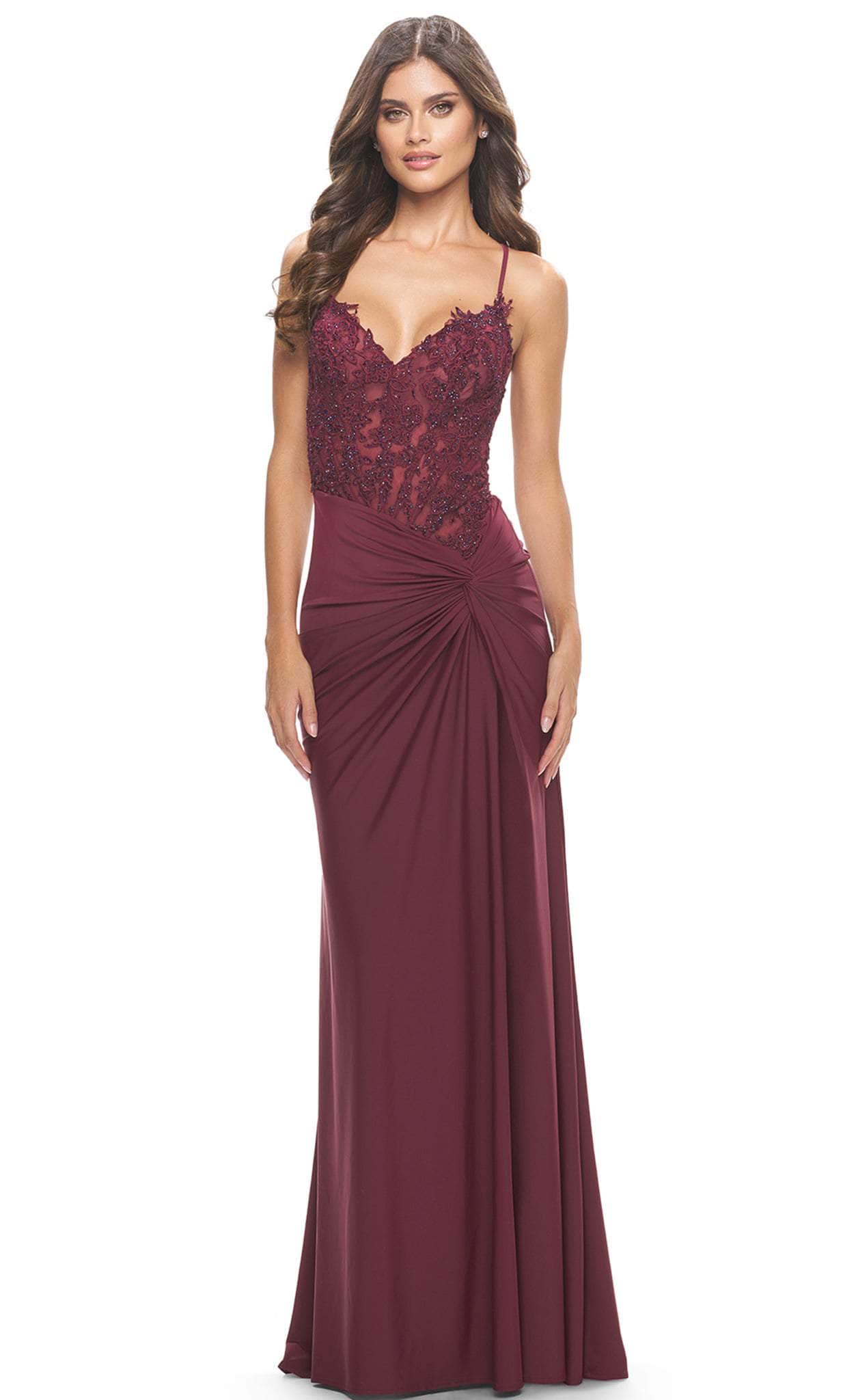 Image of La Femme 31520 - Illusion Embroidered Long Dress