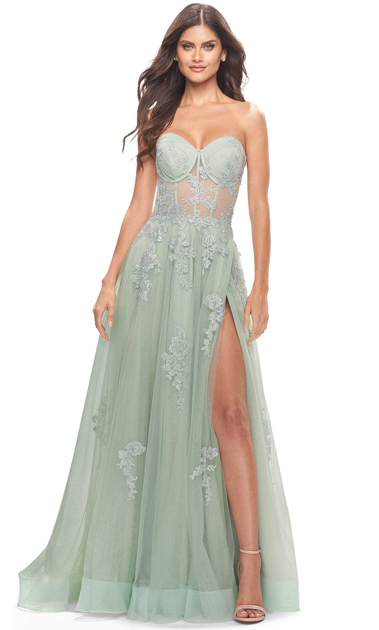 Image of La Femme 31577 - Tulle A-line Strapless Gown