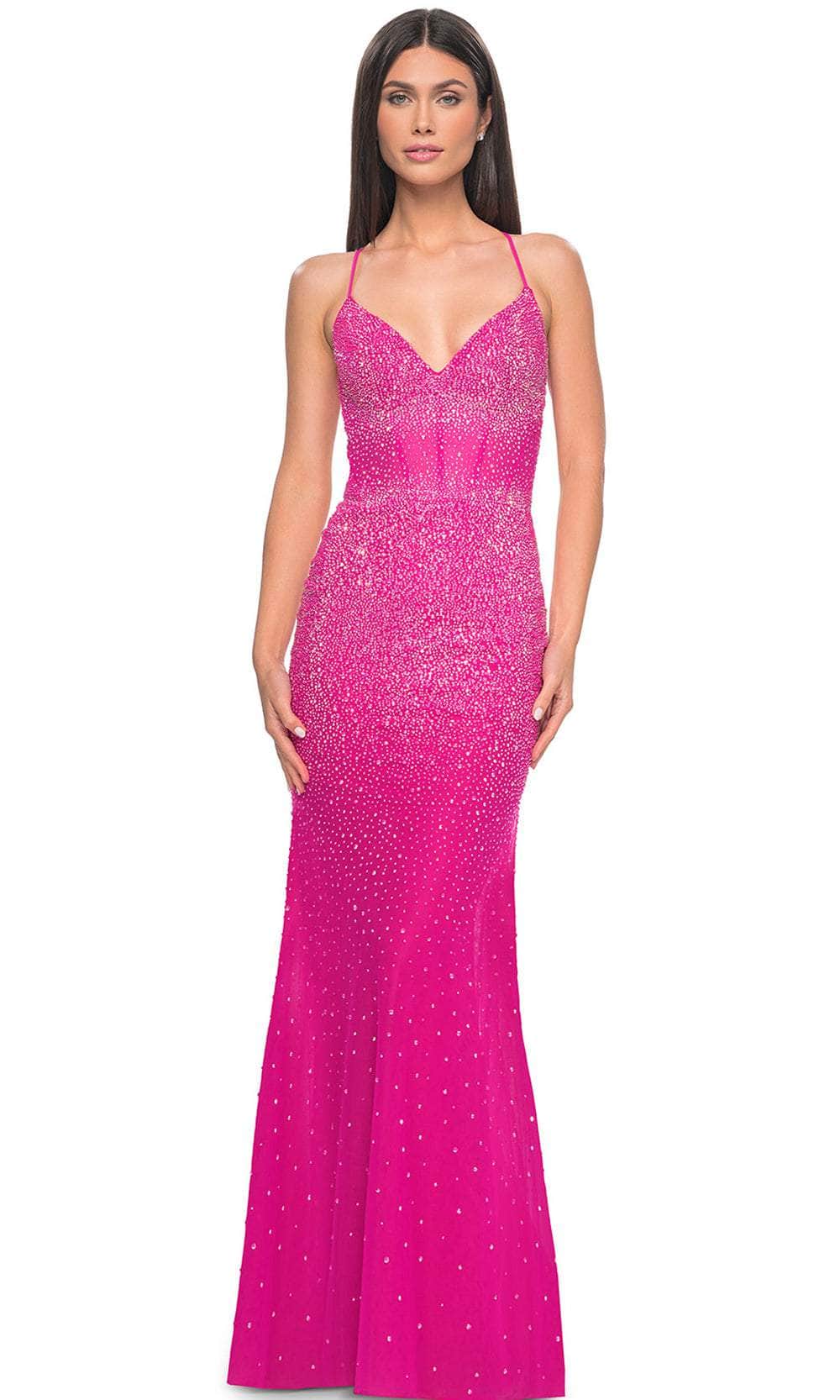 Image of La Femme 32007 - V-Neck Rhinestone Embellished Prom Dress