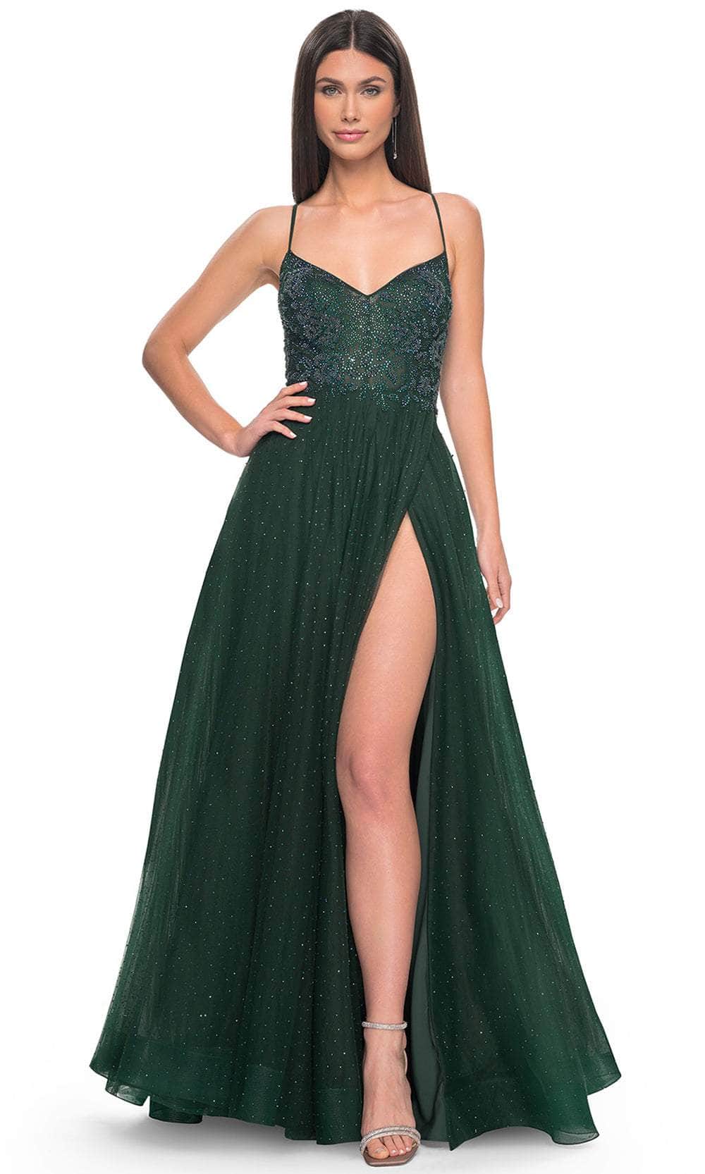 Image of La Femme 32020 - Beaded Illusion Prom Dress