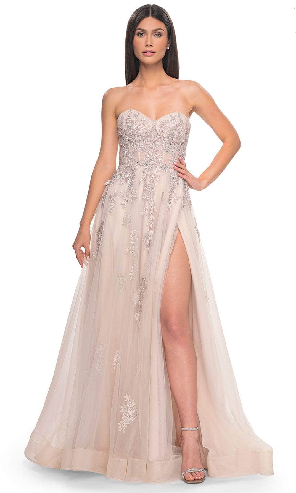 Image of La Femme 32084 - Lace Ornate Sweetheart Prom Dress