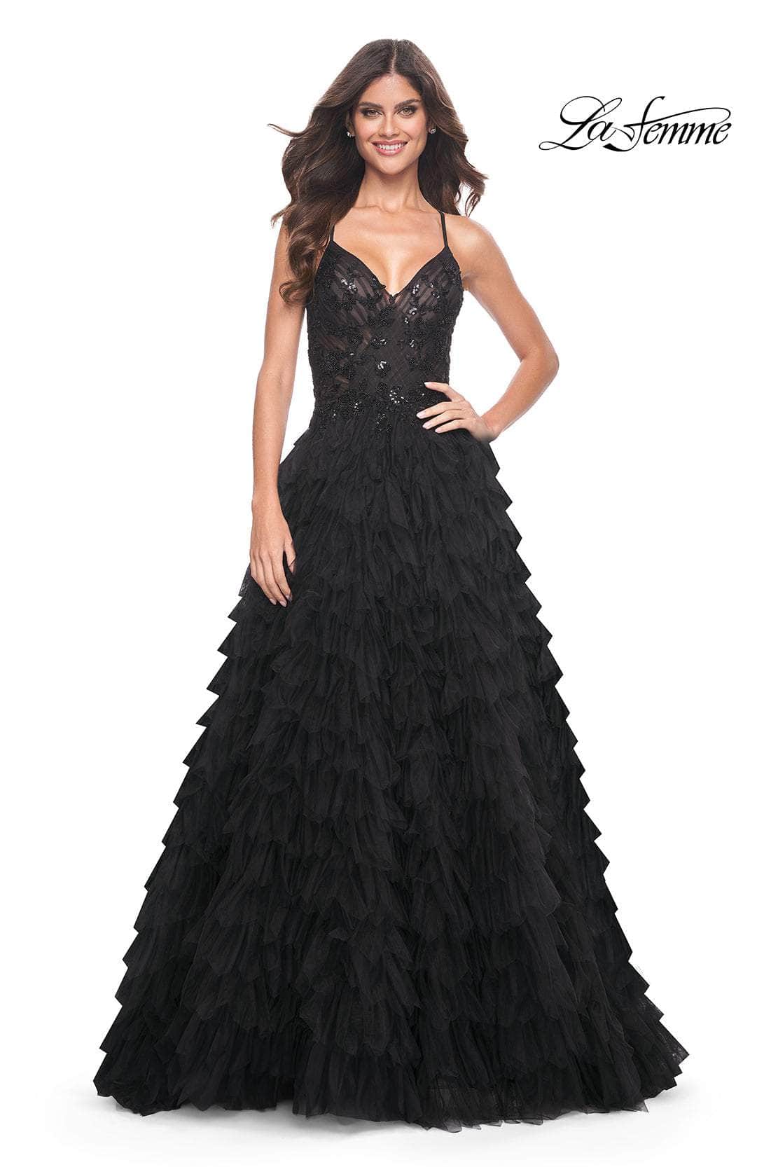 Image of La Femme 32108 - Ruffle Detailed A-Line Prom Gown