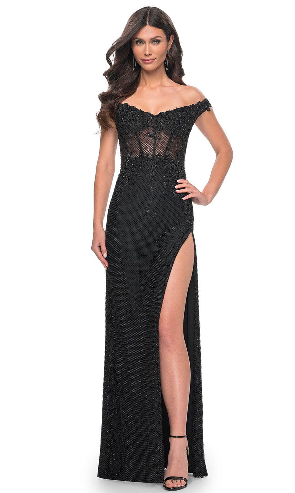 Image of La Femme 32116 - Off Shoulder Corset Prom Dress