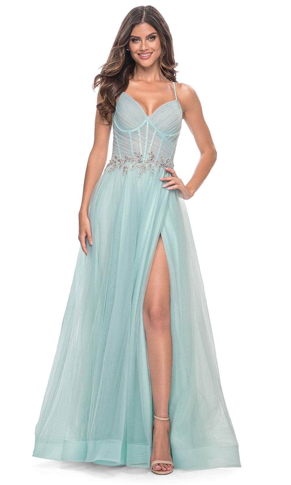 Image of La Femme 32117 - Applique Waist Prom Dress