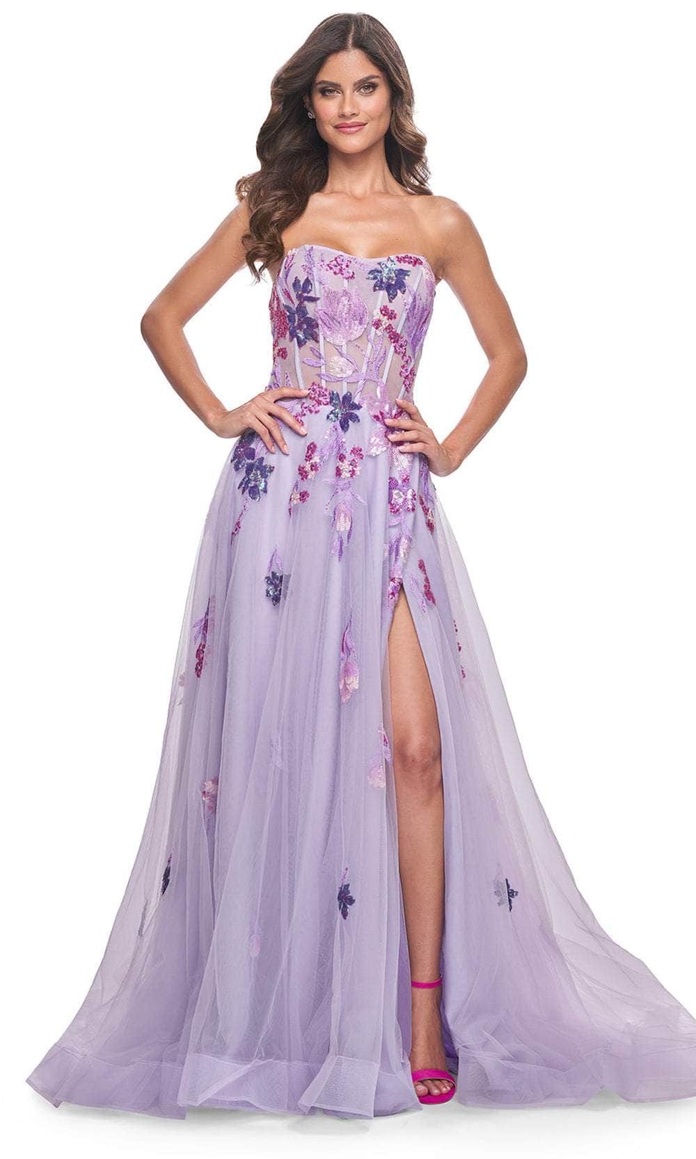 Image of La Femme 32156 - Strapless Sequin Embellished Prom Gown