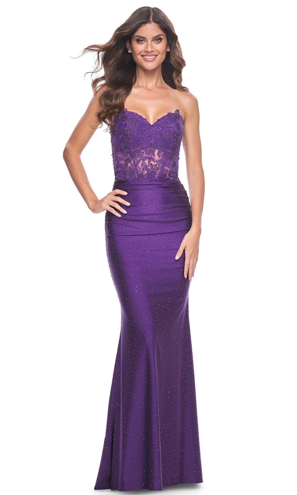 Image of La Femme 32254 - Embroidered Corset Strapless Prom Gown