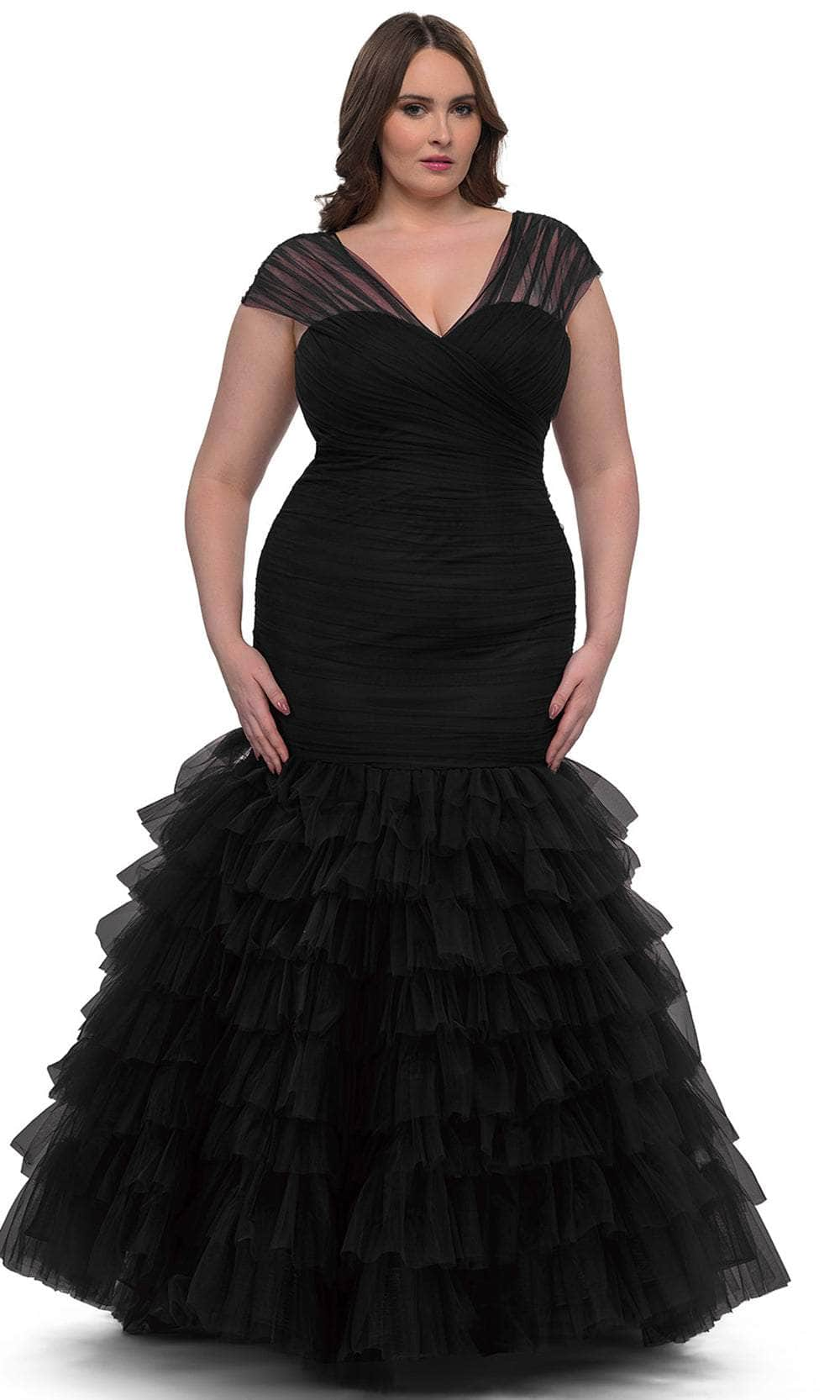 Image of La Femme 32389 - Tiered Ruffle Mermaid Evening Gown