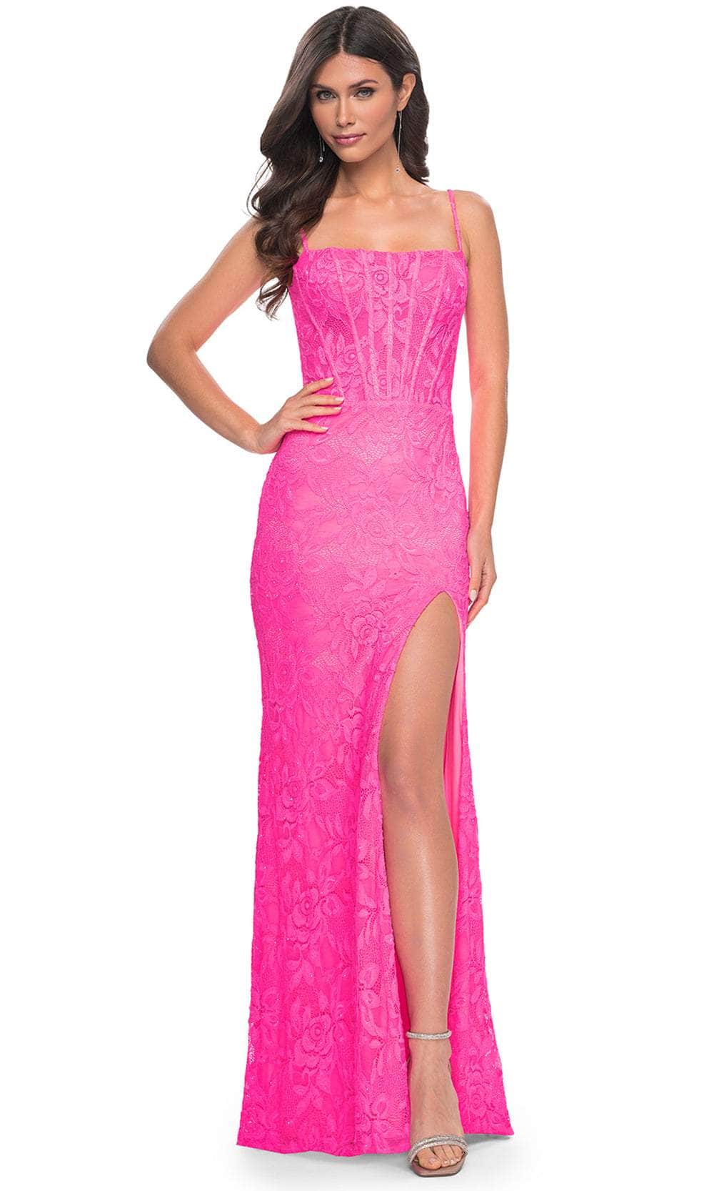 Image of La Femme 32423 - Lace Spaghetti Strap Prom Dress